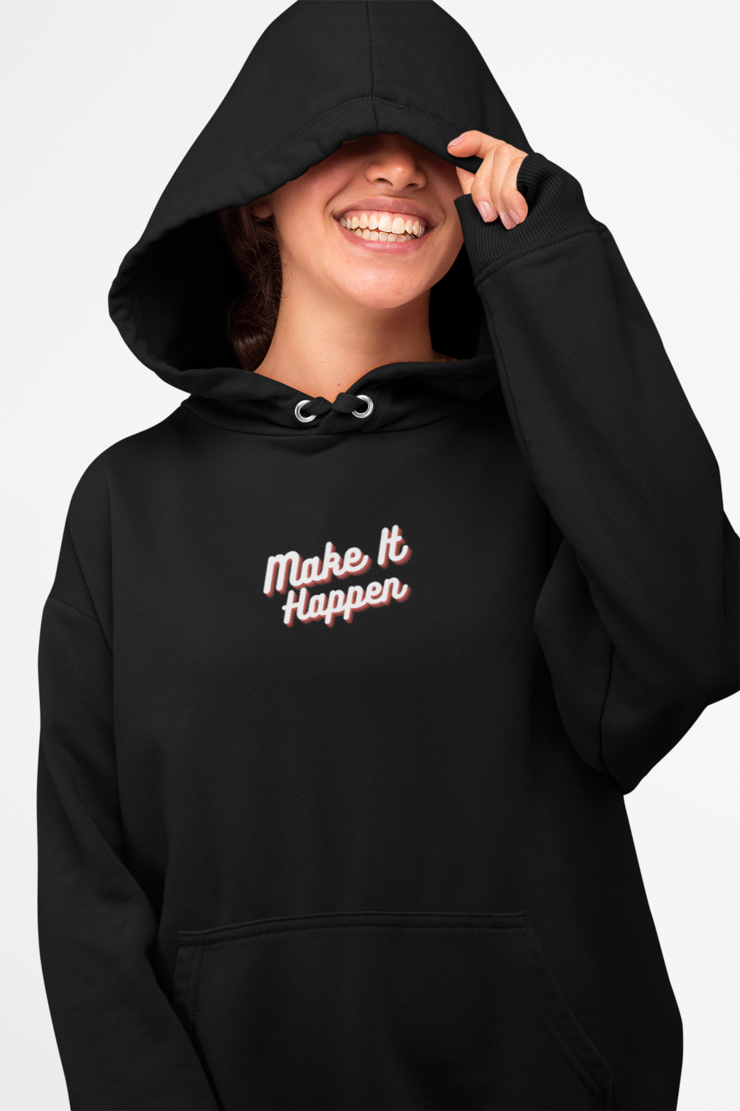 Motivational Unisex Hoodie - Make It Happen, Cozy Long Sleeve Tee, Inspirational Wear, Gift for Her, Motivational Apparel product thumbnail image Motivational Unisex Hoodie - Make It Happen, Cozy Long Sleeve Tee, Inspirational Wear, Gift for Her, Motivational Apparel product thumbnail image