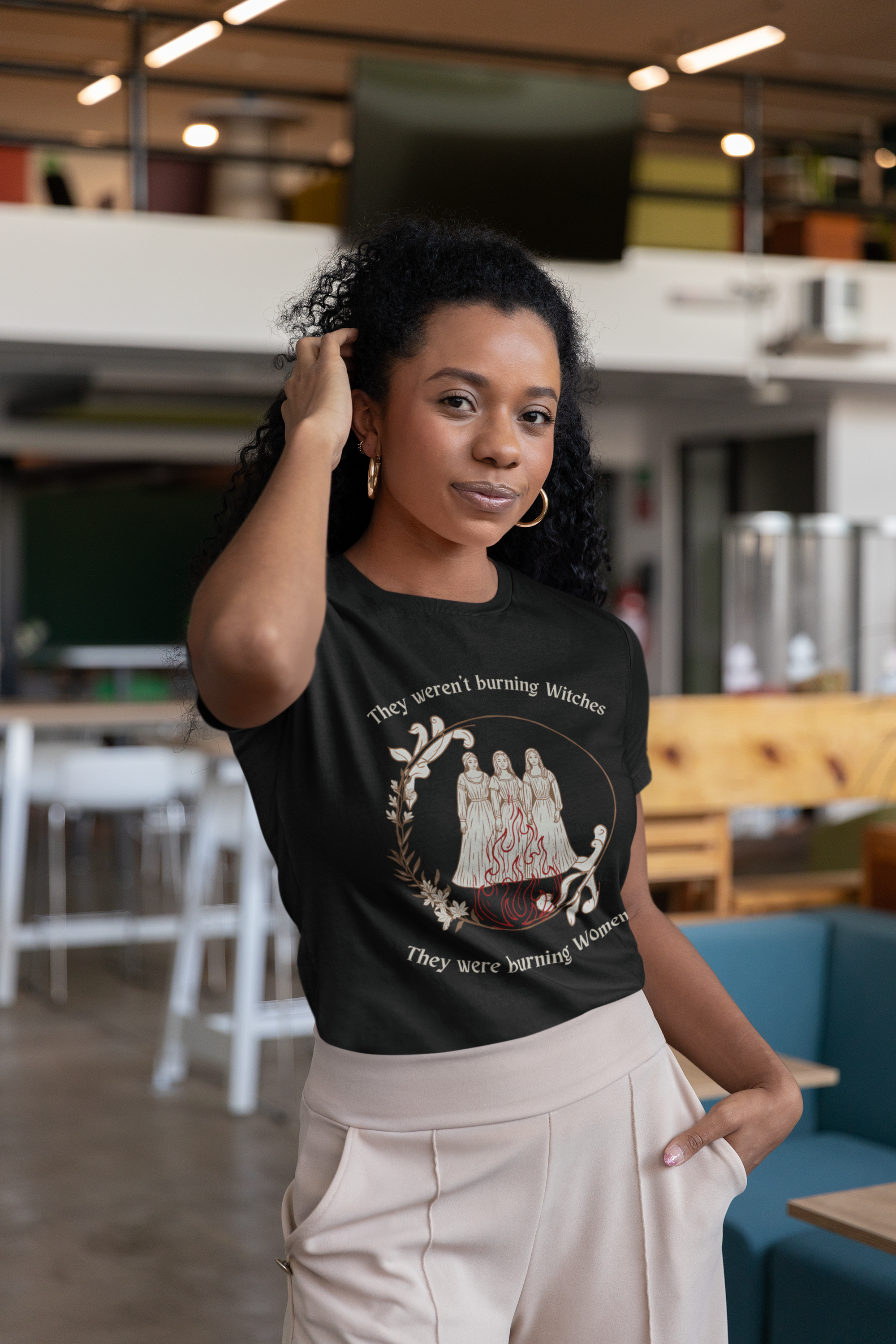 They Weren’t Burning Witches Shirt | Feminist History Tee | Witch Trials Truth T-Shirt | Historical Art Graphic Top product thumbnail image