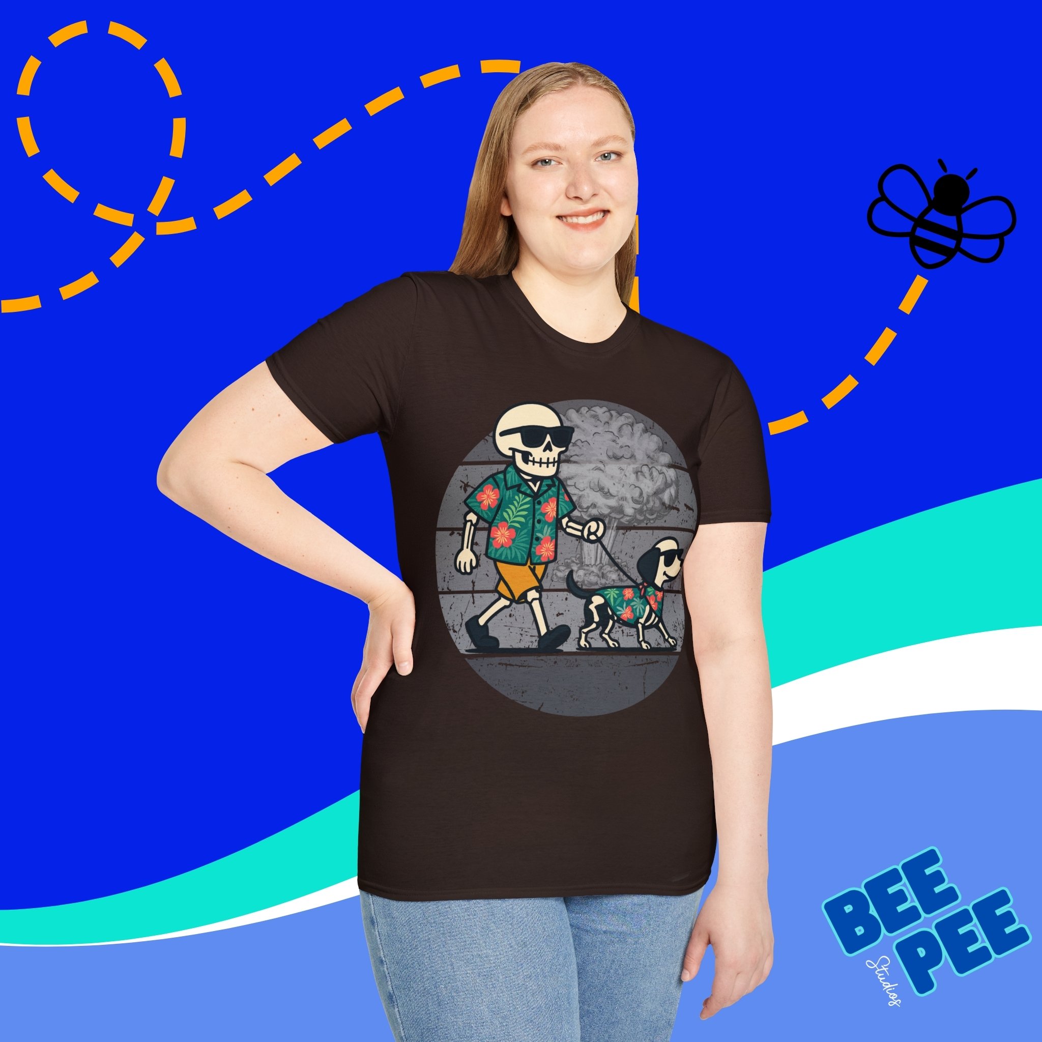 Chill Skeleton Dog Walker T-Shirt | Unisex Tee for Pet Lovers, Fun Graphic Shirt, Casual Wear, Gift Idea for Dog Owners product thumbnail image Chill Skeleton Dog Walker T-Shirt | Unisex Tee for Pet Lovers, Fun Graphic Shirt, Casual Wear, Gift Idea for Dog Owners product thumbnail image