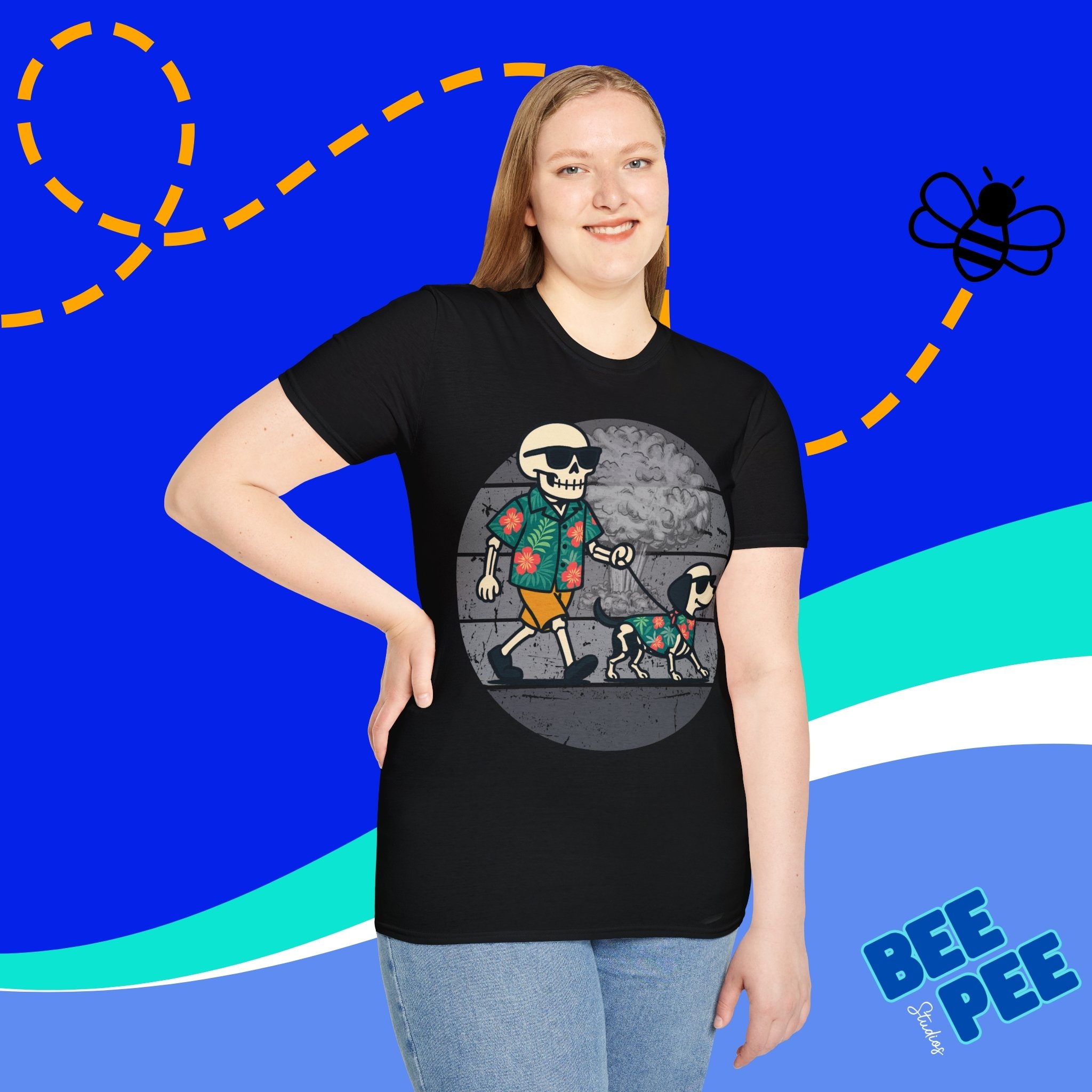 Chill Skeleton Dog Walker T-Shirt | Unisex Tee for Pet Lovers, Fun Graphic Shirt, Casual Wear, Gift Idea for Dog Owners product thumbnail image Chill Skeleton Dog Walker T-Shirt | Unisex Tee for Pet Lovers, Fun Graphic Shirt, Casual Wear, Gift Idea for Dog Owners product thumbnail image