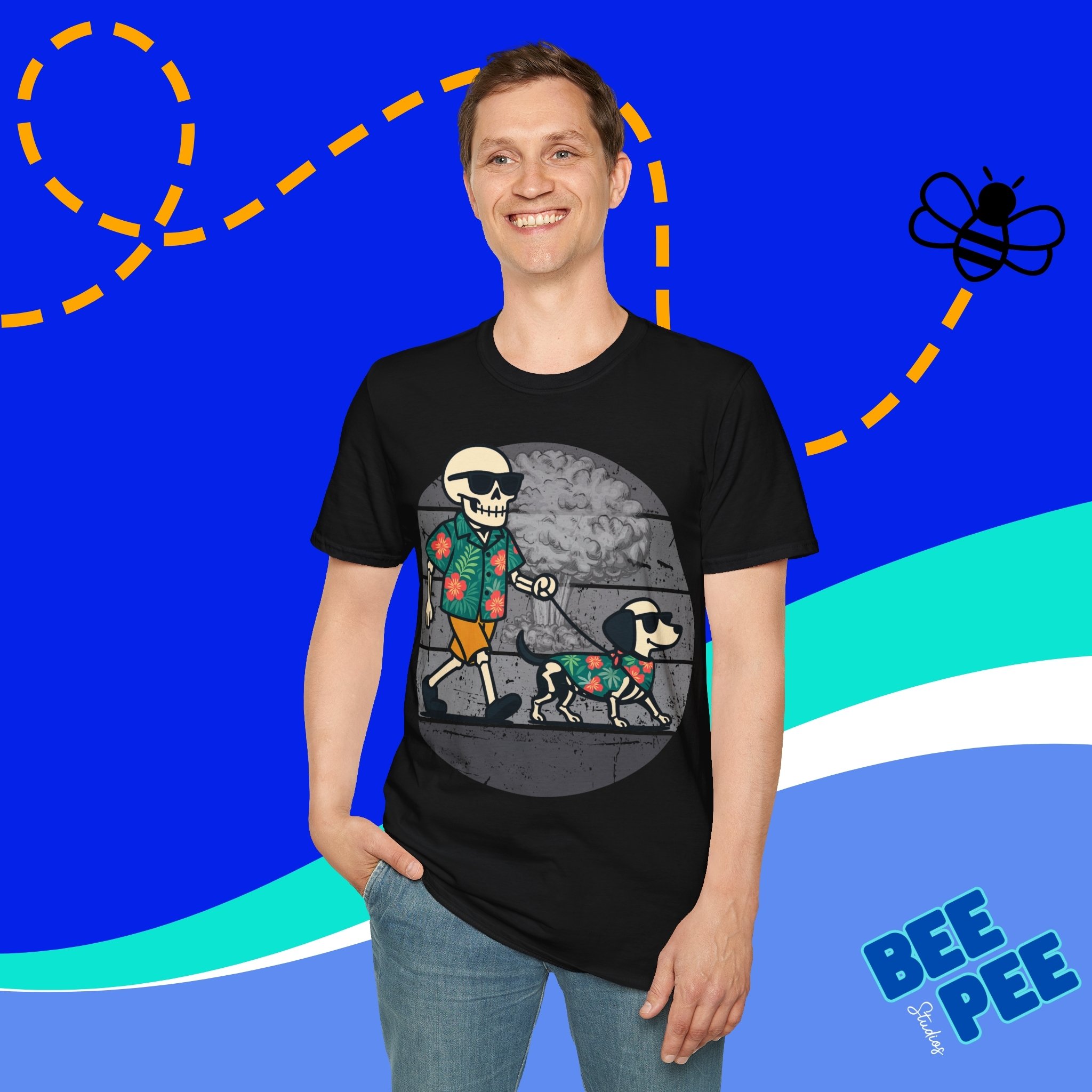 Chill Skeleton Dog Walker T-Shirt | Unisex Tee for Pet Lovers, Fun Graphic Shirt, Casual Wear, Gift Idea for Dog Owners product thumbnail image Chill Skeleton Dog Walker T-Shirt | Unisex Tee for Pet Lovers, Fun Graphic Shirt, Casual Wear, Gift Idea for Dog Owners product thumbnail image