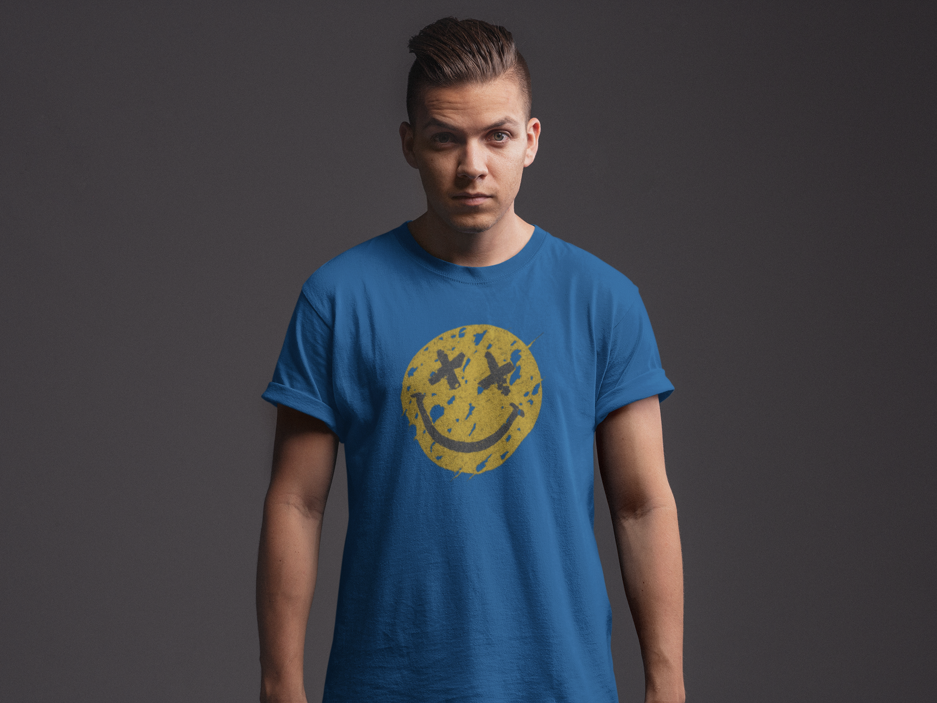 Not-So-Happy Face Men's Tee - Distressed and Done product thumbnail image Not-So-Happy Face Men's Tee - Distressed and Done product thumbnail image