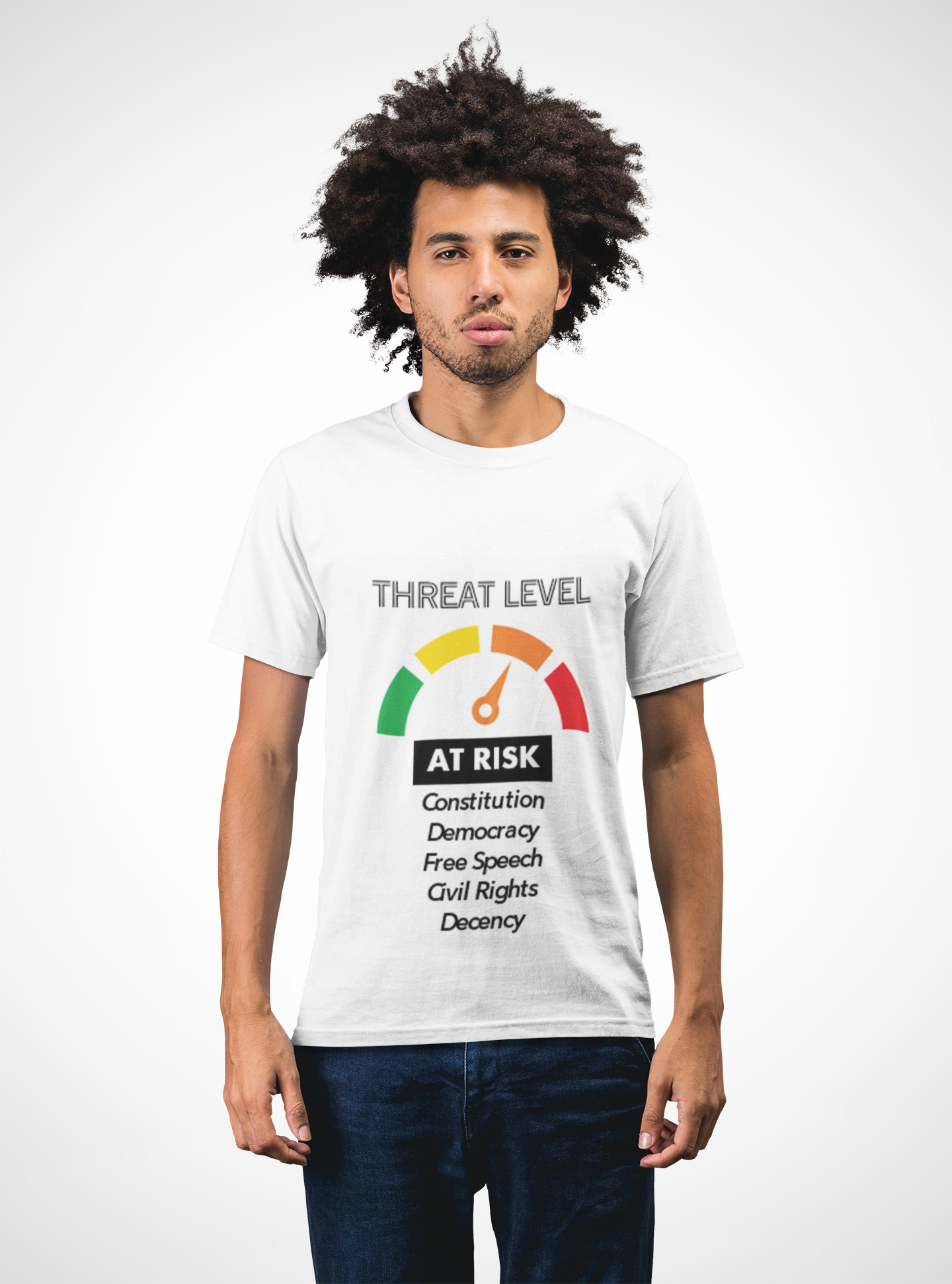 Threat Level Unisex T-Shirt - Stand Up for Democracy, Civil Rights Statement Tee, Gift for Activists, Political Awareness Apparel, [...] product thumbnail image