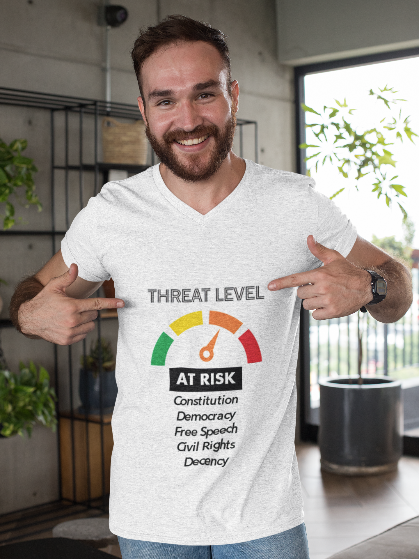 Threat Level Unisex T-Shirt - Stand Up for Democracy, Civil Rights Statement Tee, Gift for Activists, Political Awareness Apparel, [...] product thumbnail image