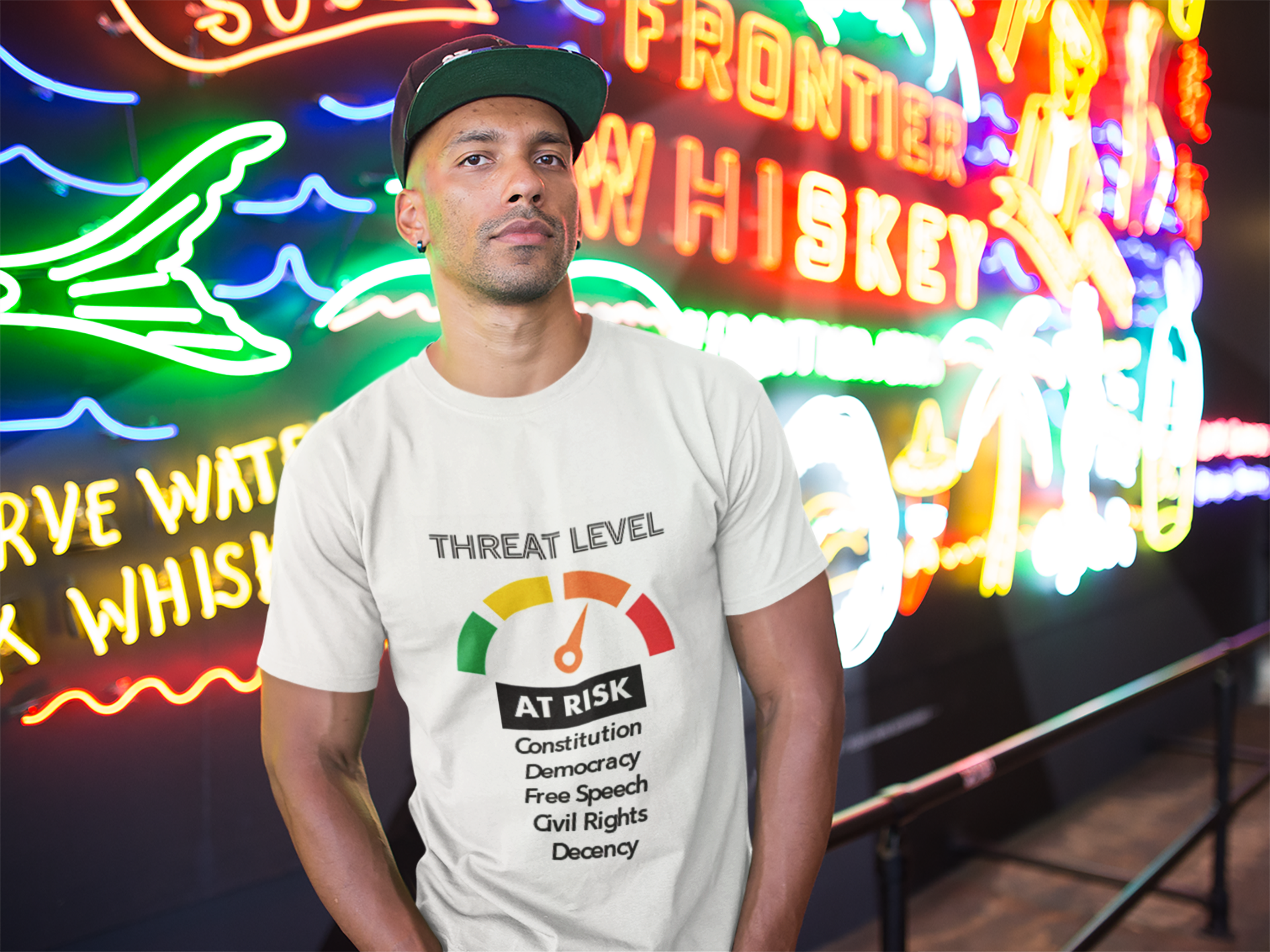 Threat Level Unisex T-Shirt - Stand Up for Democracy, Civil Rights Statement Tee, Gift for Activists, Political Awareness Apparel, [...] product thumbnail image