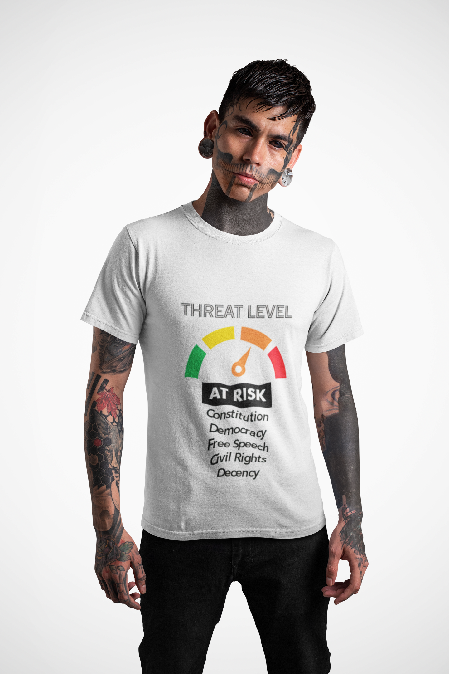 Threat Level Unisex T-Shirt - Stand Up for Democracy, Civil Rights Statement Tee, Gift for Activists, Political Awareness Apparel, [...] product thumbnail image