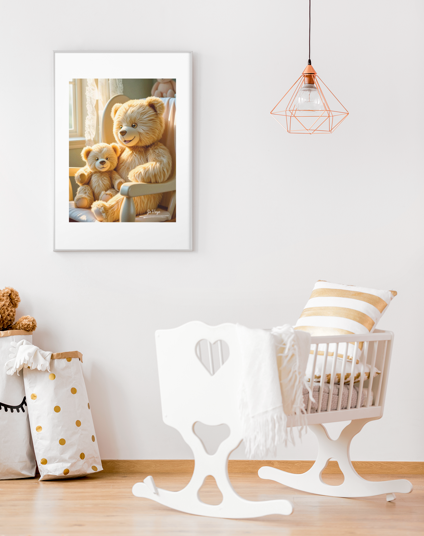 Mommy Bear Holding Baby Bear,Kids Room Matte Vertical Posters - Cuddly Bear Hug Nursery Wall Art, Baby Bear and Mother, product thumbnail image