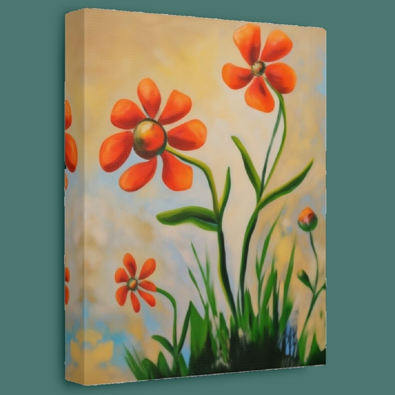 Orange Flower Design - Canvas Wall Art