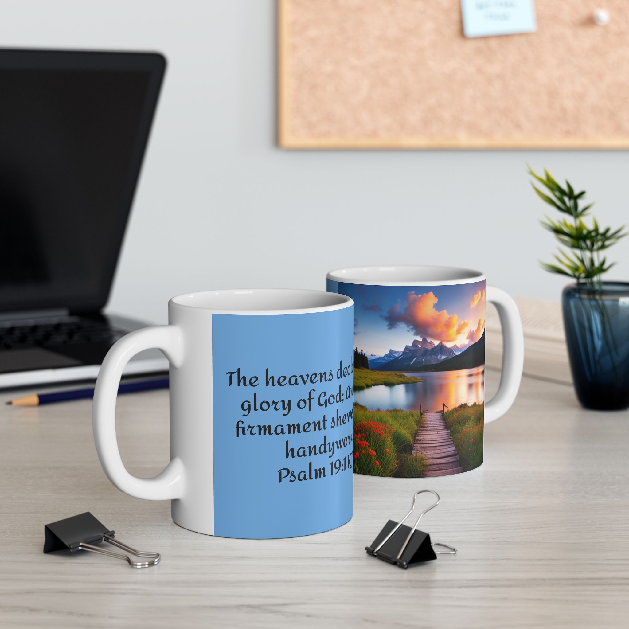 Ceramic Mug, Mountain Lake with Bible Verse Ps 19:1 product thumbnail image
