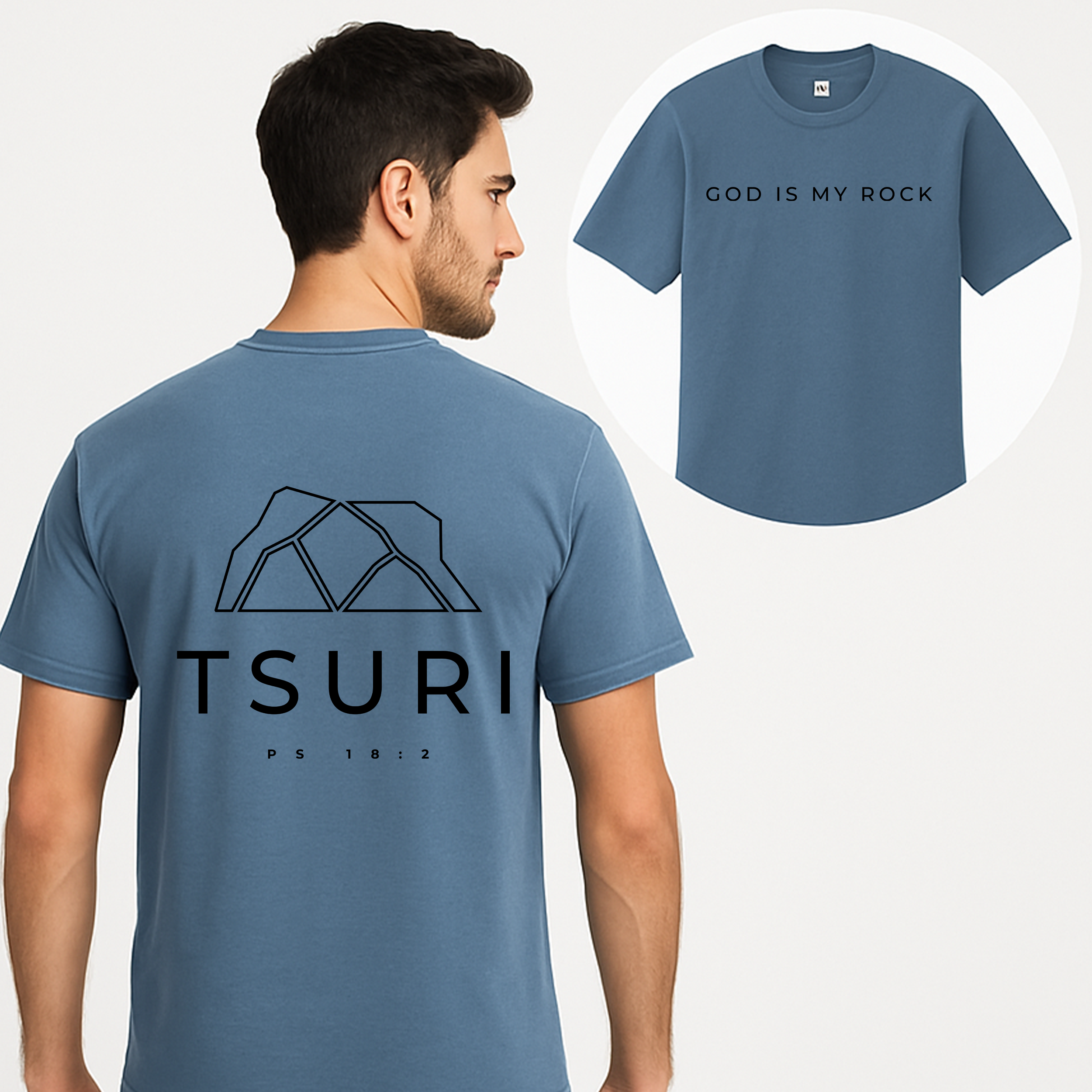 Tsuri - God is my Rock - Men's Christian T-Shirt Tsuri - God is my Rock - Men's Christian T-Shirt