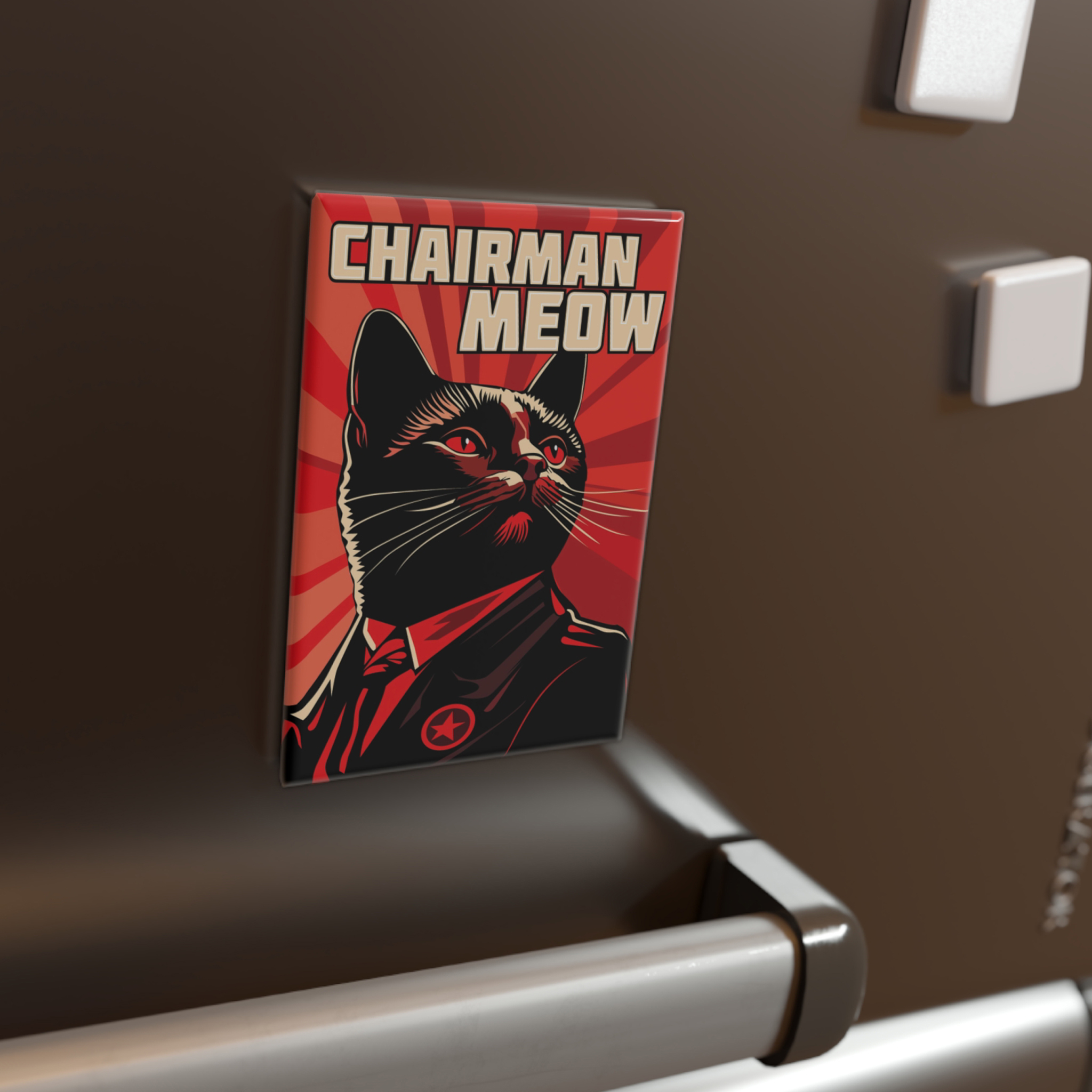Chairman Meow Cat Button Magnet – Fun Refrigerator Magnet! product thumbnail image Chairman Meow Cat Button Magnet – Fun Refrigerator Magnet! product thumbnail image