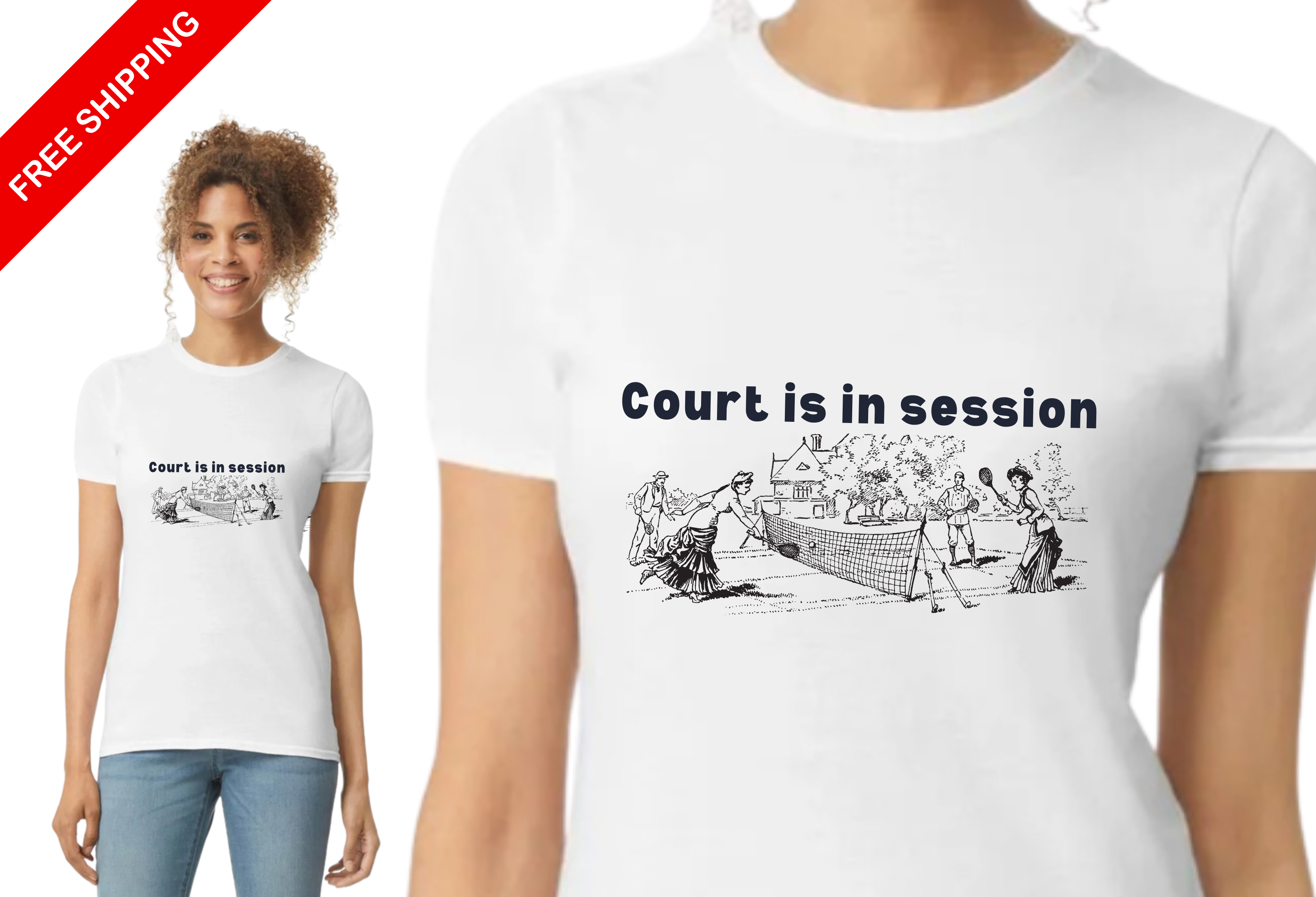Women's Tennis Tee, Funny T-Shirt for Tennis Enthusiasts, A play on words Tennis Theme, Court Humor, Gift for Tennis Fans, Casual Wear product thumbnail image