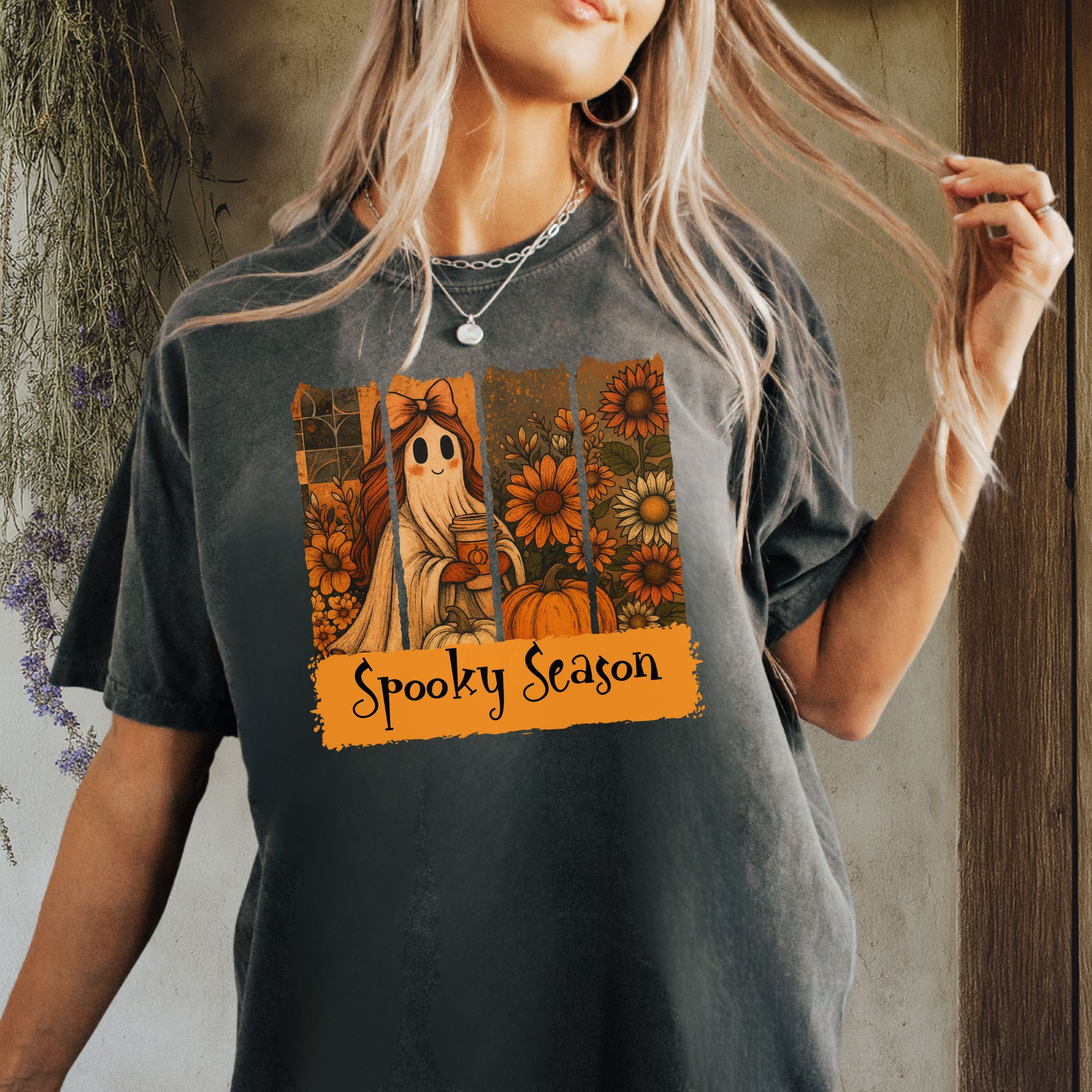 Ghost Girl T-Shirt - Spooky Season Unisex Garment-Dyed Tee product thumbnail image Ghost Girl T-Shirt - Spooky Season Unisex Garment-Dyed Tee product thumbnail image