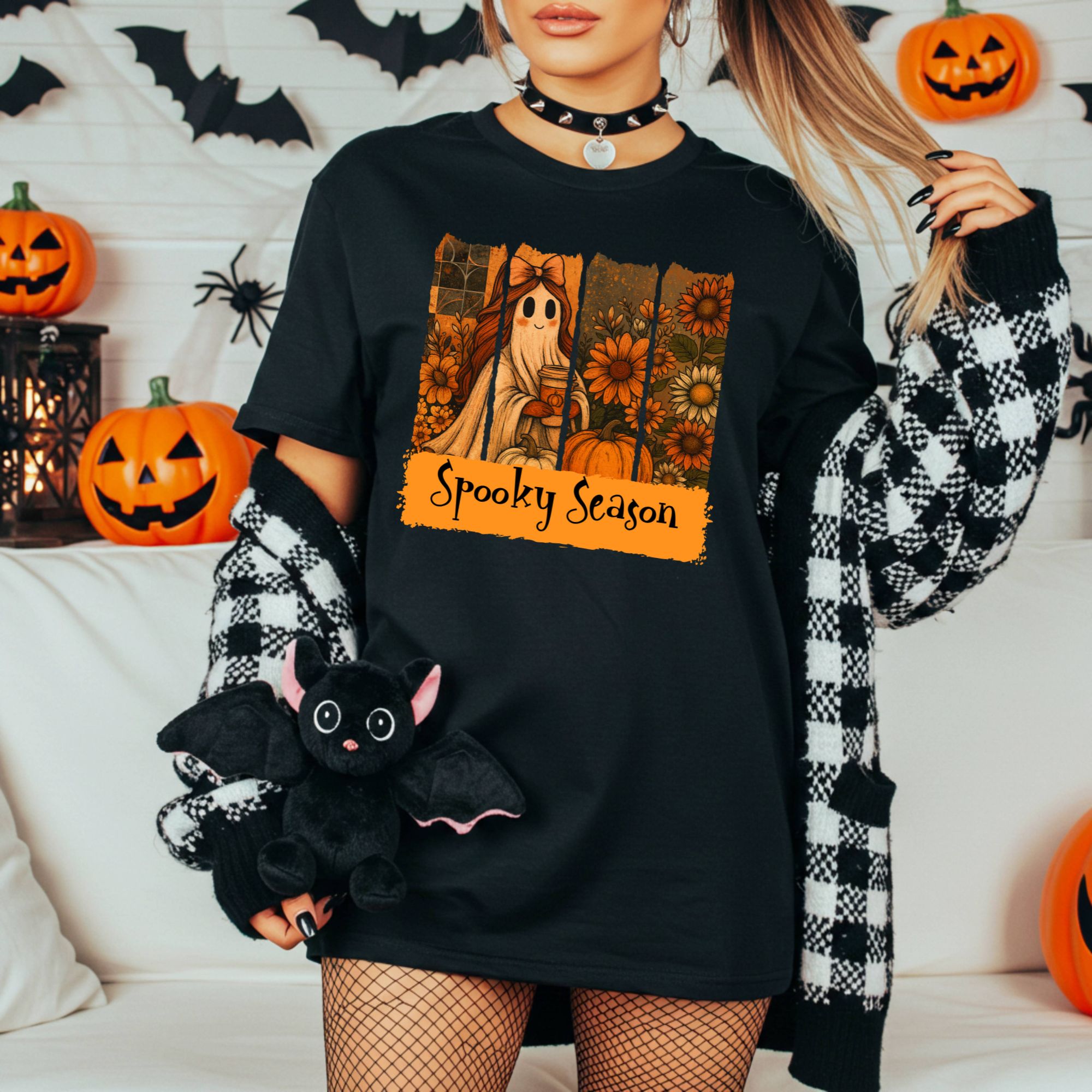 Ghost Girl T-Shirt - Spooky Season Unisex Garment-Dyed Tee