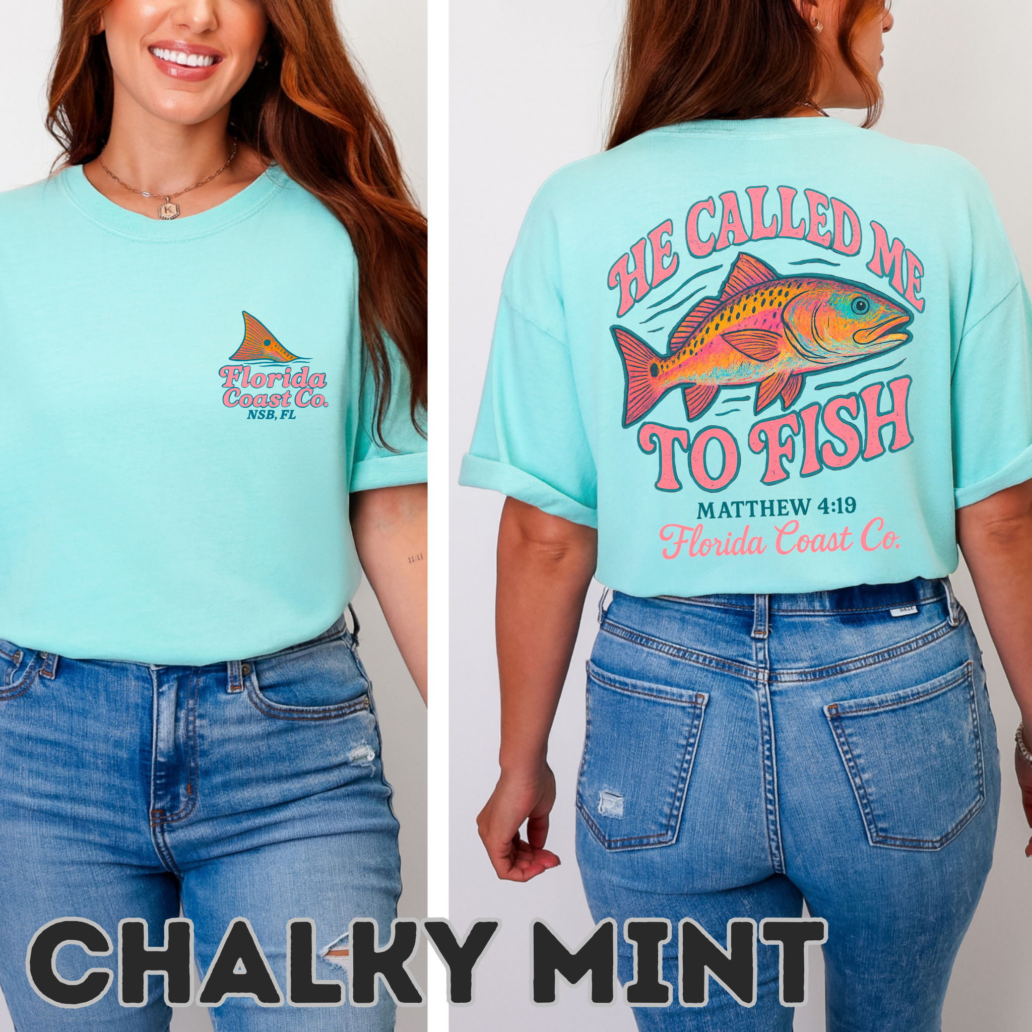 He Called Me to Fish T-Shirt Matthew 4:19 | Christian Comfort Colors Shirt | Redfish Beach Shirt | Florida Coast Co. | S-4XL product thumbnail image