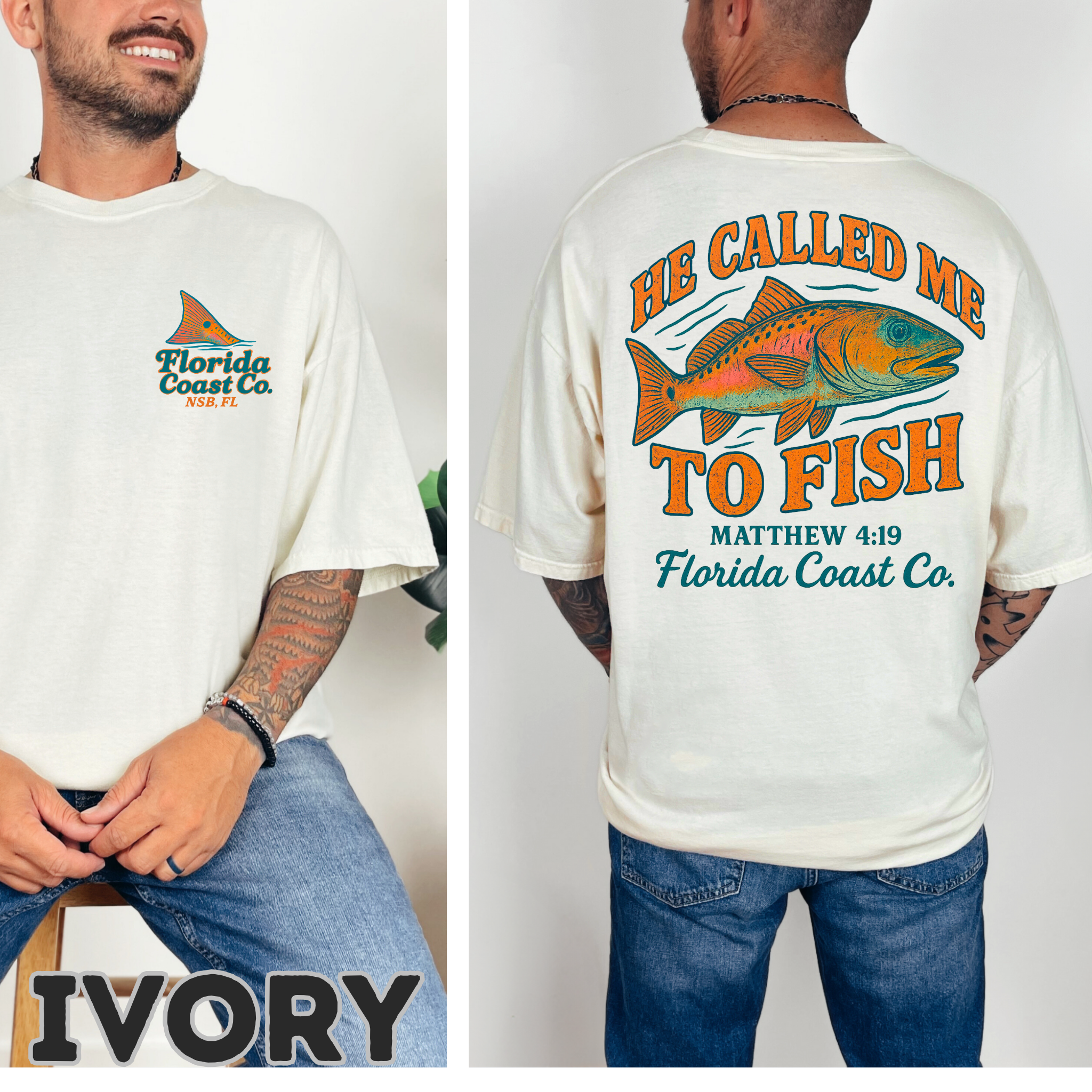 He Called Me to Fish Christian Shirt Matthew 4:19 | Redfish Fishing Tee | Comfort Colors 1717 | Florida Coast Co. | S–4XL product thumbnail image