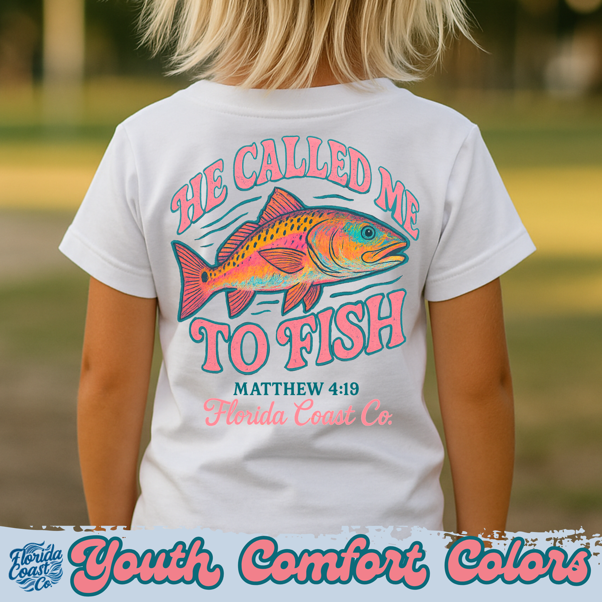 Christian Kids Fishing Shirt | Youth Comfort Colors Matthew 4:19 Tee | He Called Me to Fish Bible Verse T-Shirt | S–XL Boutique Tee