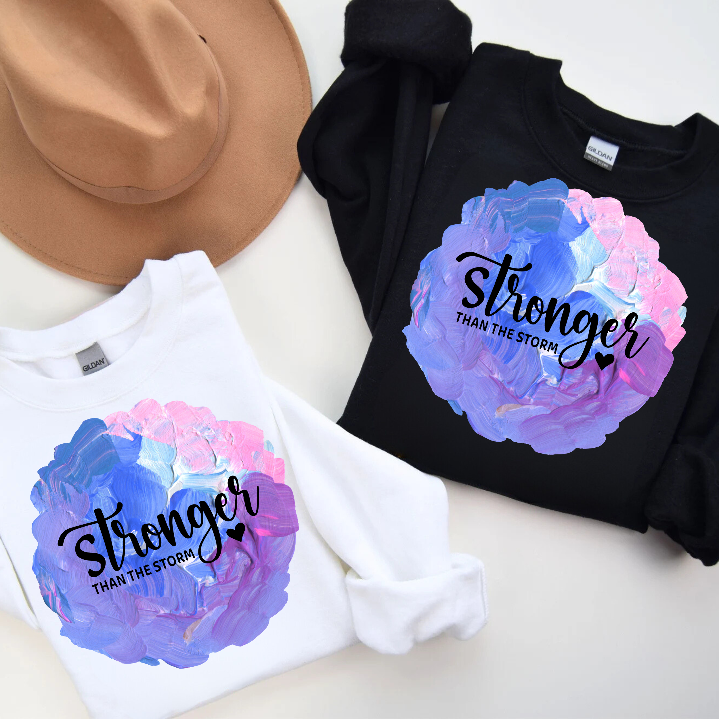 Empowering Stronger Than the Storm Floral Tee, Inspirational T-Shirt, Motivational Short Sleeve Shirt, Gift for Her, Self-Care Apparel product thumbnail image
