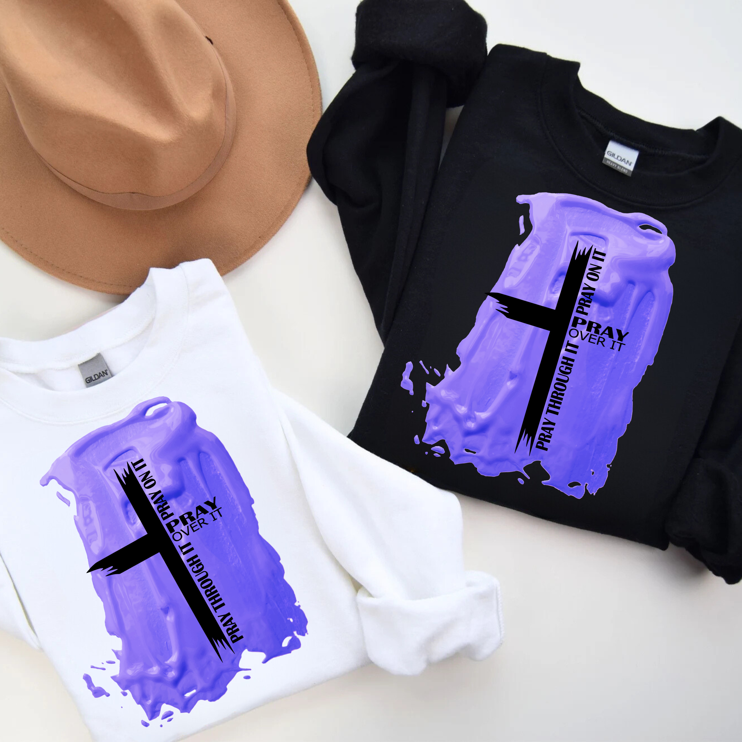 Purple Splash Pray Unisex Tee, Casual Graphic Tee, Everyday Wear, Gift for Her/Him, Birthday, Relaxed Fit, Comfortable Style