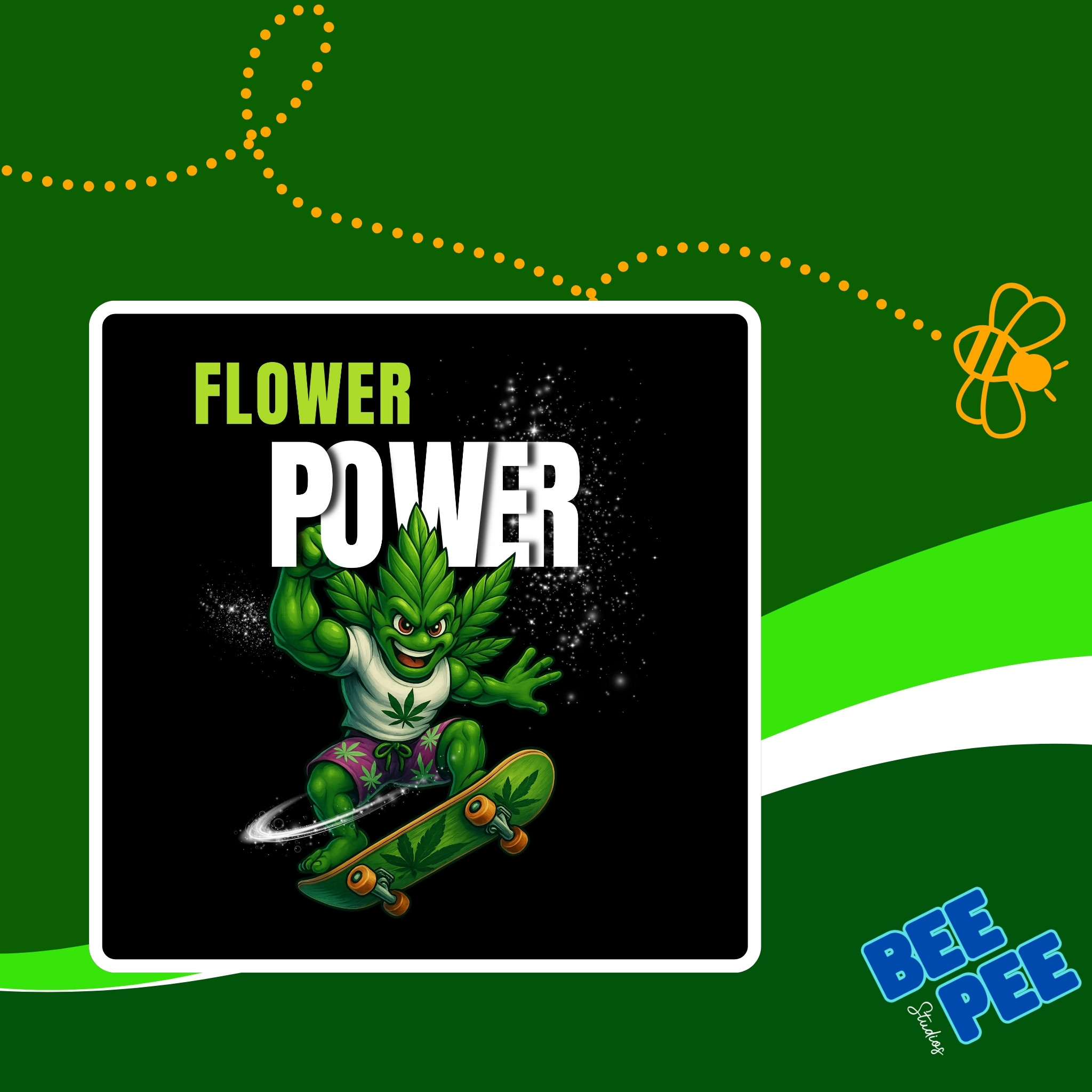 Graphic Cannabis Guy 'Flower Power' original design, Unisex T-Shirt product thumbnail image