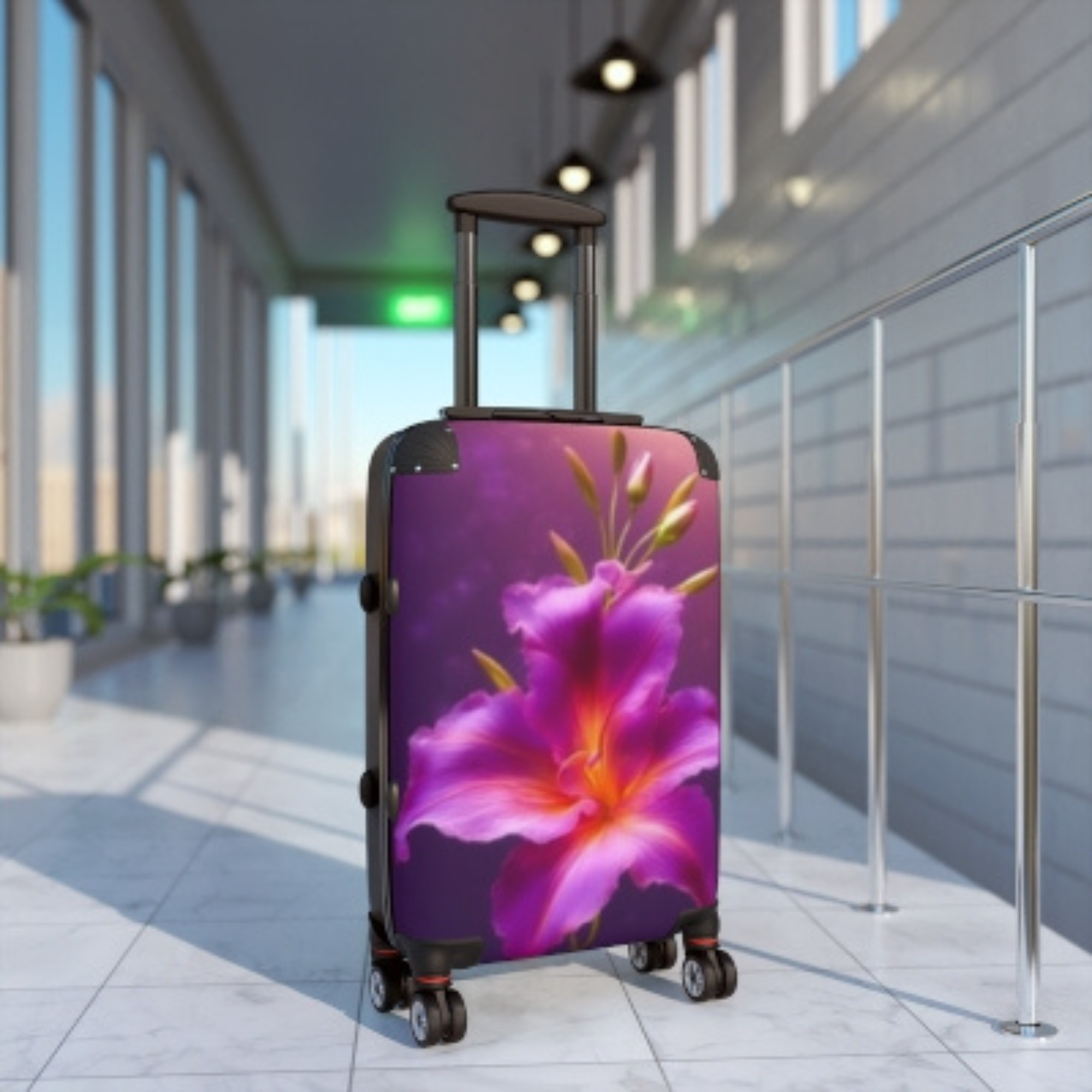 Purple Lily Floral Suitcase Elegant Hard Shell Rolling Luggage for Women | Carry-On TSA Approved Travel Bag | Vibrant Botanical Design product thumbnail image Purple Lily Floral Suitcase Elegant Hard Shell Rolling Luggage for Women | Carry-On TSA Approved Travel Bag | Vibrant Botanical Design product thumbnail image