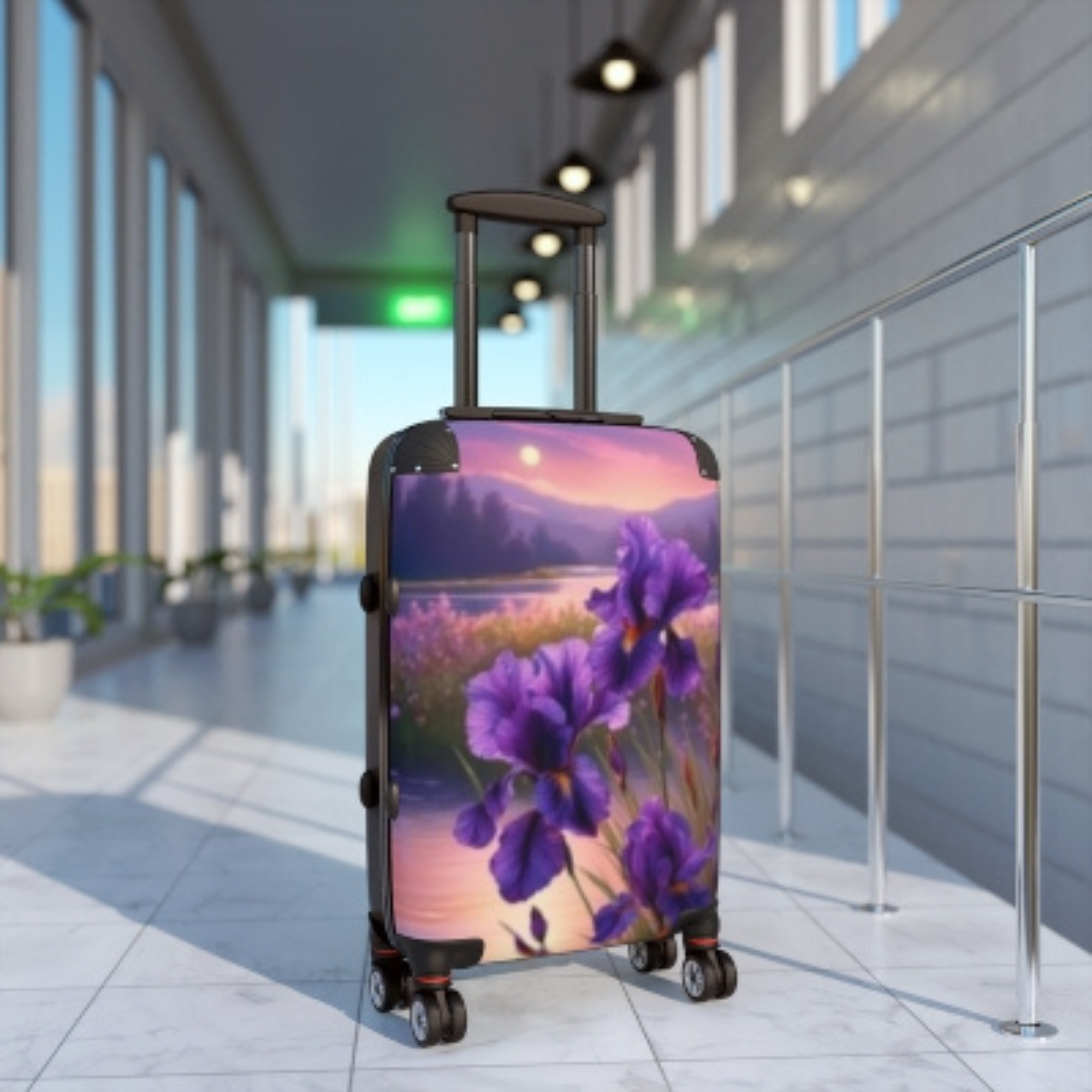Purple Iris Floral Suitcase Elegant Hard Shell Rolling Luggage | Scenic Flower Landscape Carry On | TSA Approved Travel Gift for Her product thumbnail image Purple Iris Floral Suitcase Elegant Hard Shell Rolling Luggage | Scenic Flower Landscape Carry On | TSA Approved Travel Gift for Her product thumbnail image