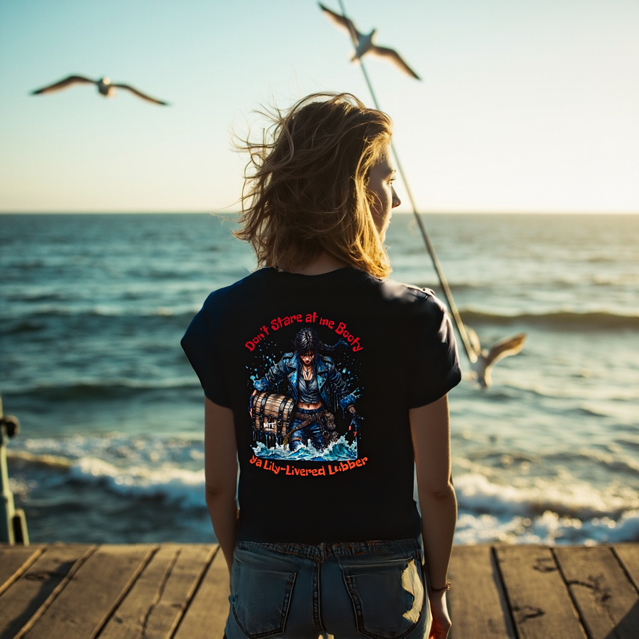 Sarcasm Culture Female Don't Stare at Me Booty Tee product thumbnail image