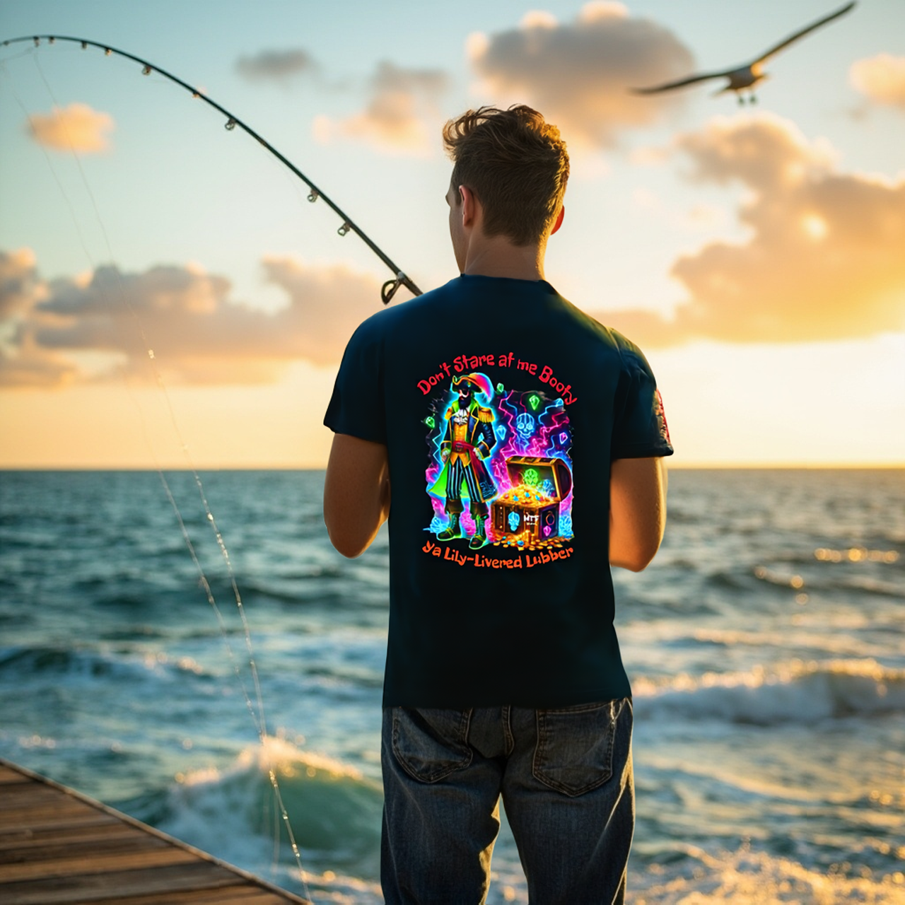 Funny Pirate Unisex Tee - Don't Stare at Me Booty product thumbnail image