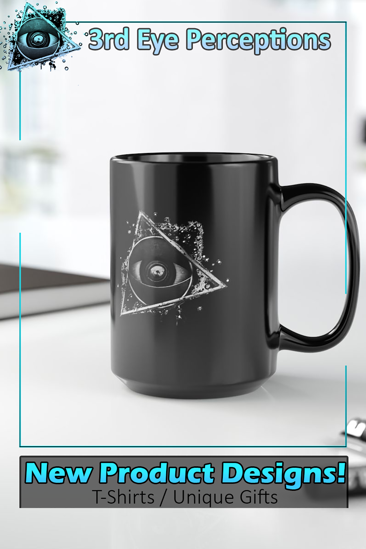3rd Eye Perceptions Merch BW ( Black Mug, 15oz ) 3rd Eye Perceptions Merch BW ( Black Mug, 15oz )