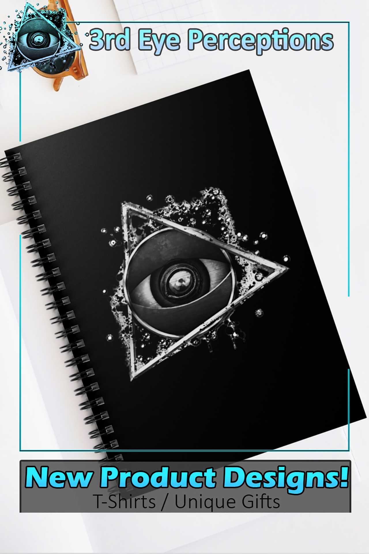 3rd Eye Perceptions Merch BW ( Spiral Notebook - Ruled Line )
