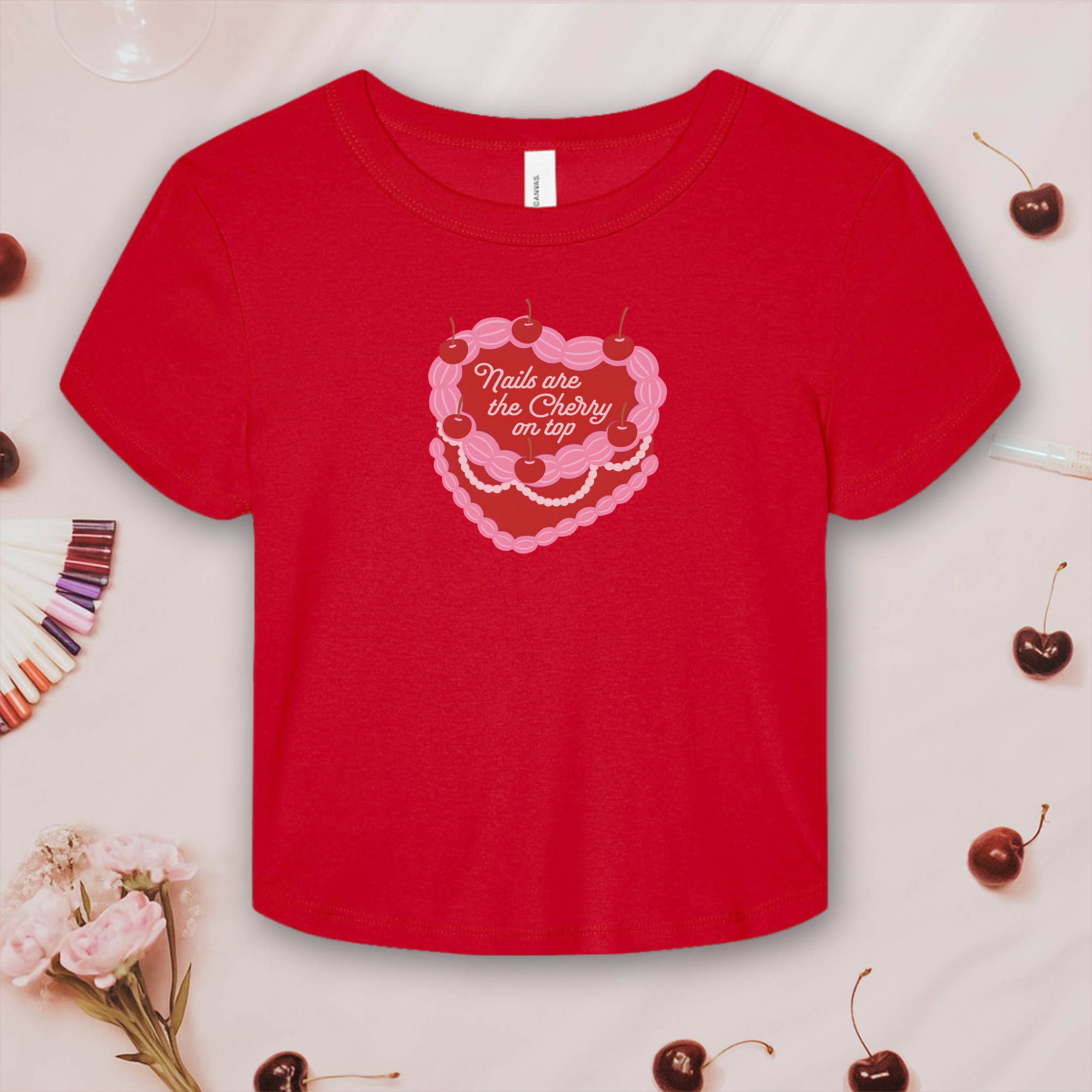 Nails are the Cherry on Top; Bella &amp; Canvas Baby Tee product thumbnail image