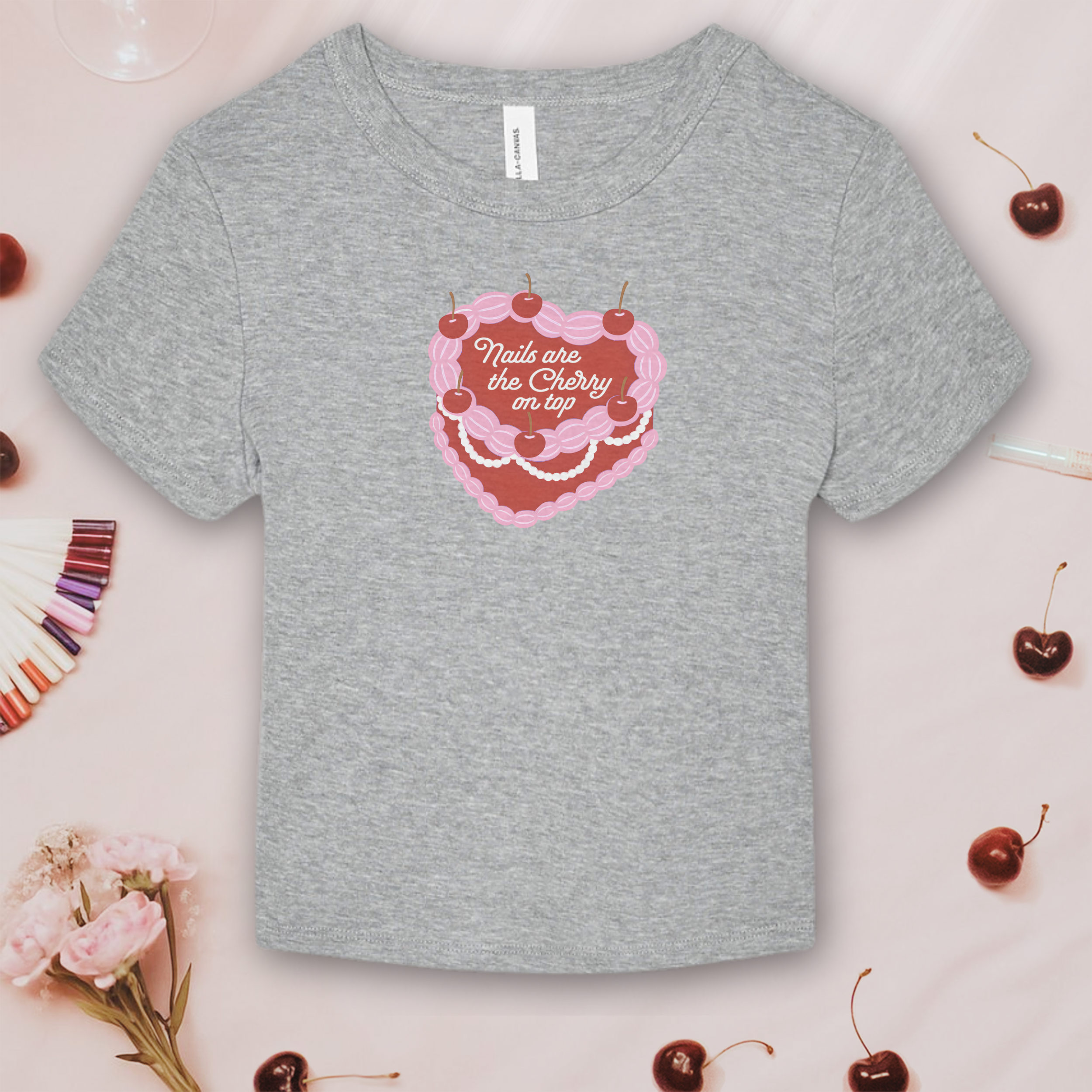 Nails are the Cherry on Top; Bella &amp; Canvas Baby Tee product thumbnail image