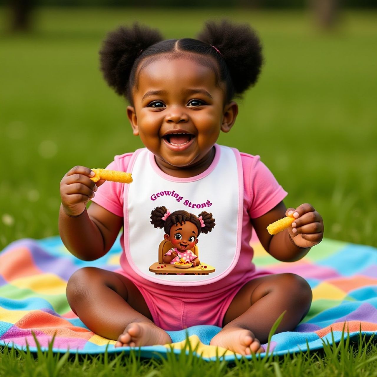 Cute Growing Strong Baby Bib, Adorable Bib for Infant Feeding, Gifts for New Parents, Baby Shower, Nursery Accessories, Toddler Bibs product thumbnail image