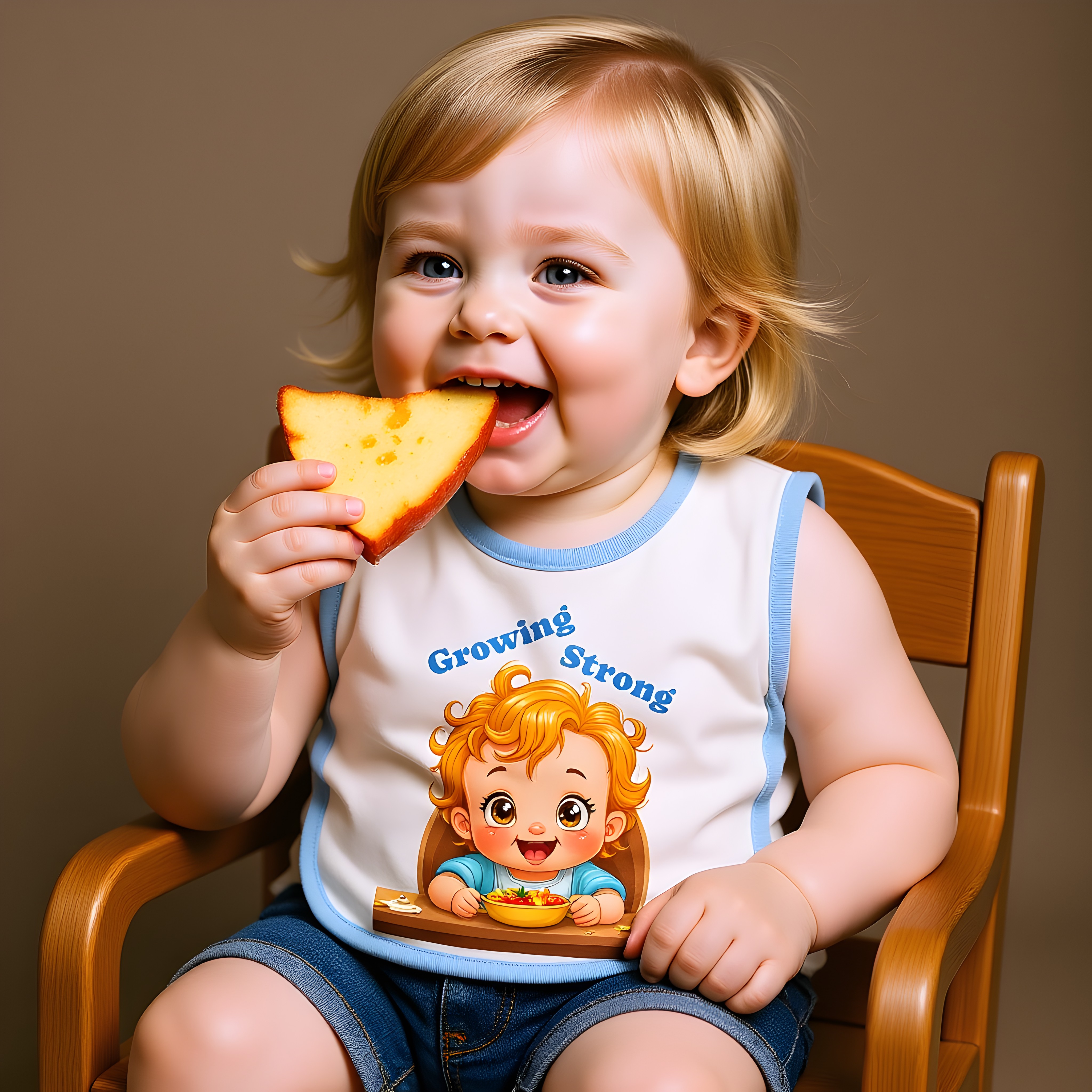 Cute Baby Bib - Growing Strong Design, Infant Gift, Baby Shower, Toddler Feeding, Newborn Essentials, Cute Baby Accessories "Growing Stong" product thumbnail image