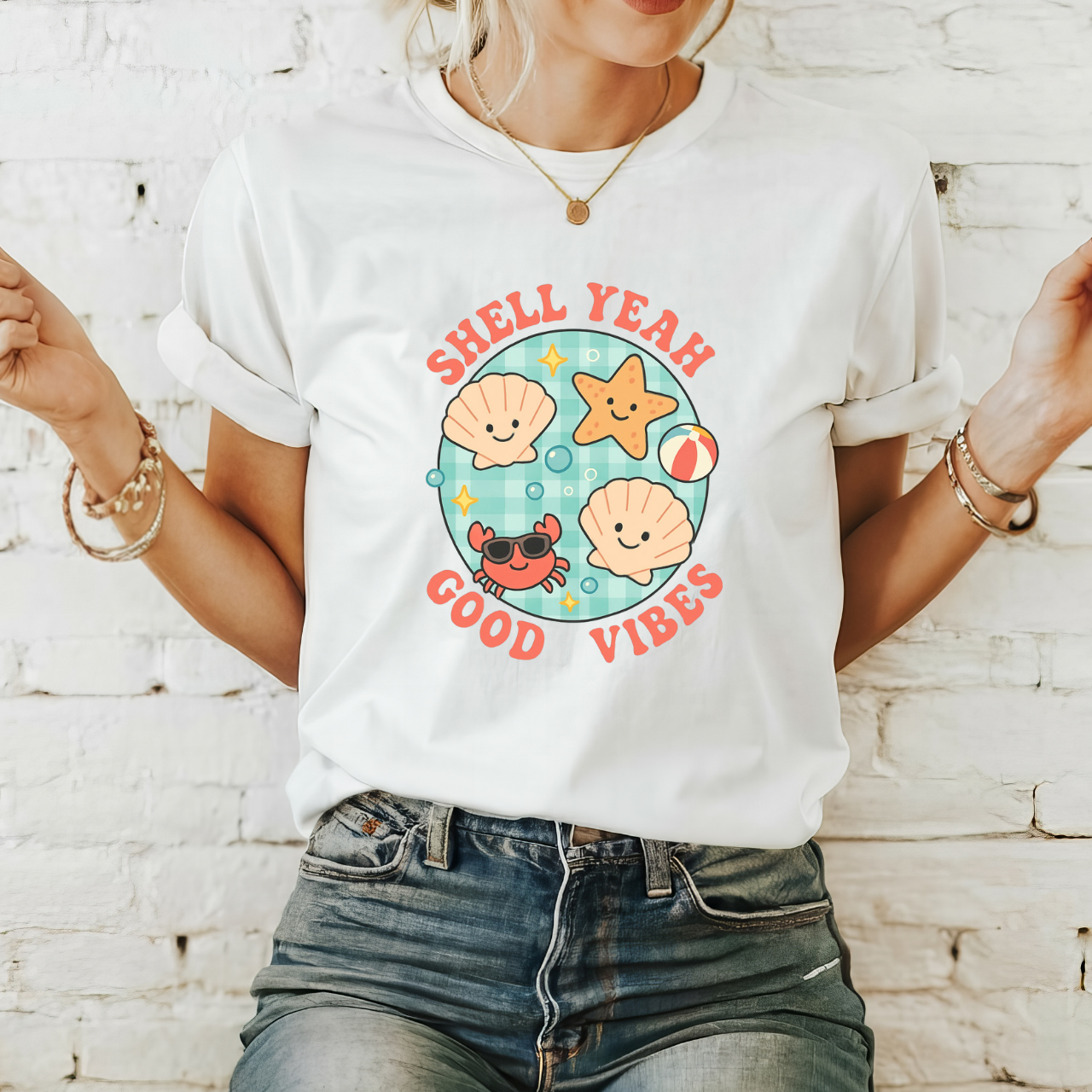 Shell Yeah Good Vibes T-Shirt, Summer Tee, Beachwear, Gift for Ocean Lovers, Shell Enthusiast Shirt, Casual Day Outfit product thumbnail image Shell Yeah Good Vibes T-Shirt, Summer Tee, Beachwear, Gift for Ocean Lovers, Shell Enthusiast Shirt, Casual Day Outfit product thumbnail image