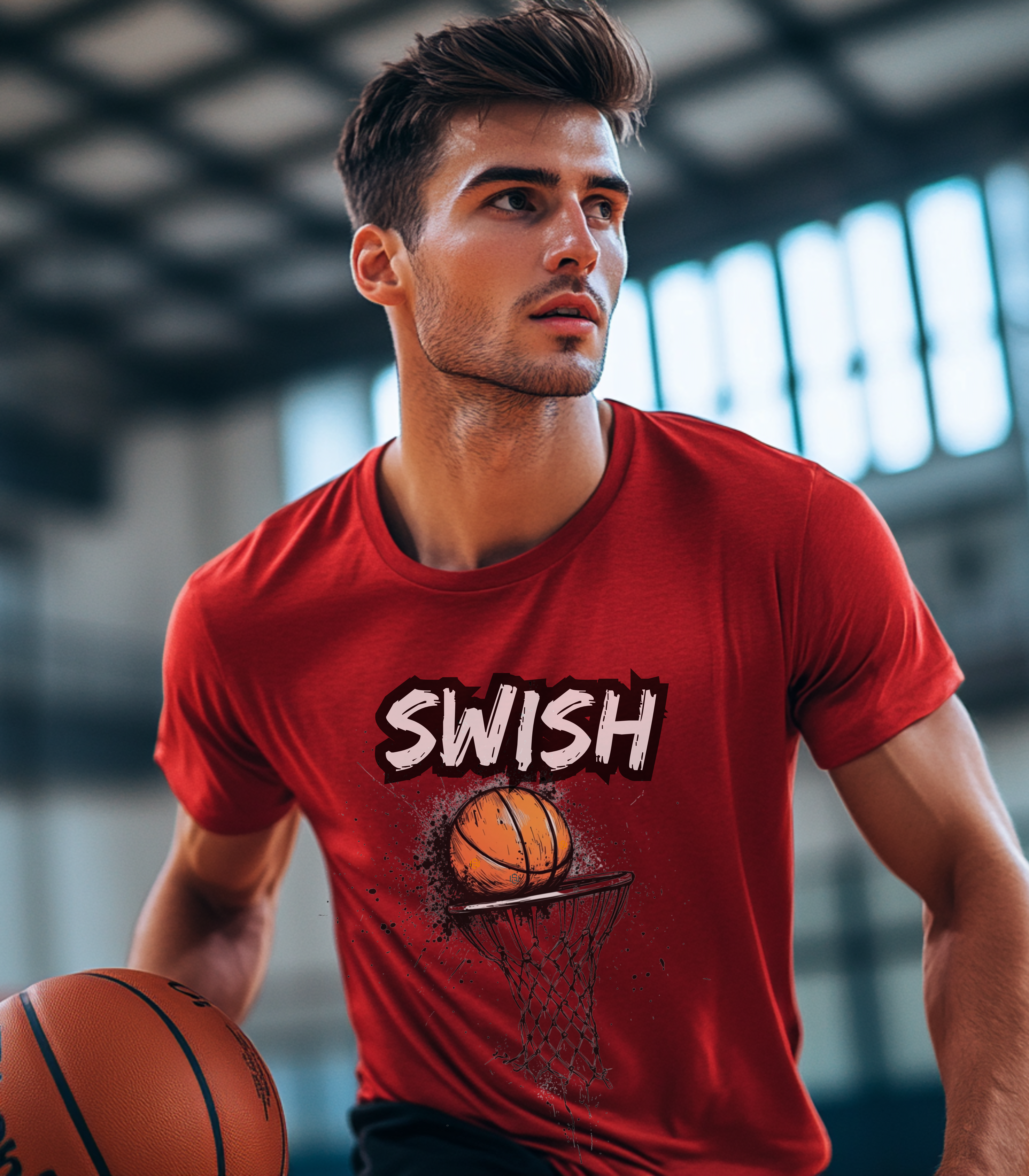 SWISH Basketball Graphic Tshirt, Basketball tees, Basketball Team gifts, March Madness, It's Bracket Season, Jerseys, Basketball Shirts product thumbnail image