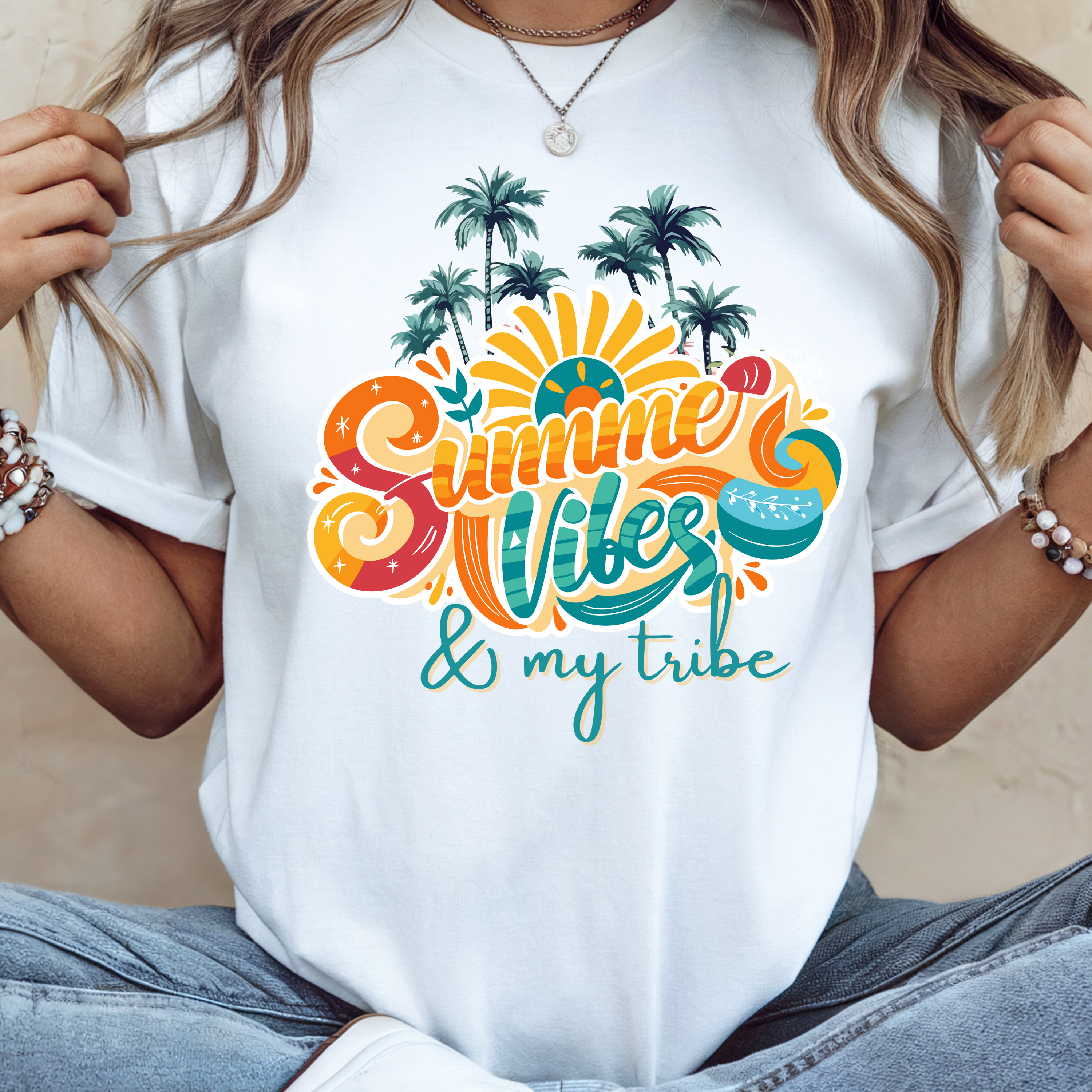 Summer Vibes Jersey Tee - Beachy T-Shirt, Summer Style Shirt, Fun Graphic Tee, Gift for Friends, Vacation Outfit