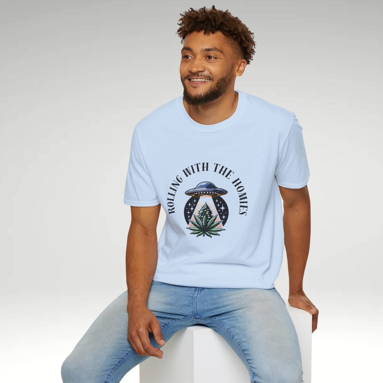 Unisex UFO Graphic Tee - Rolling with the Homies T-Shirt, Funny Alien Shirt, Gift for Friends, Casual Wear, Summer Style product thumbnail image Unisex UFO Graphic Tee - Rolling with the Homies T-Shirt, Funny Alien Shirt, Gift for Friends, Casual Wear, Summer Style product thumbnail image