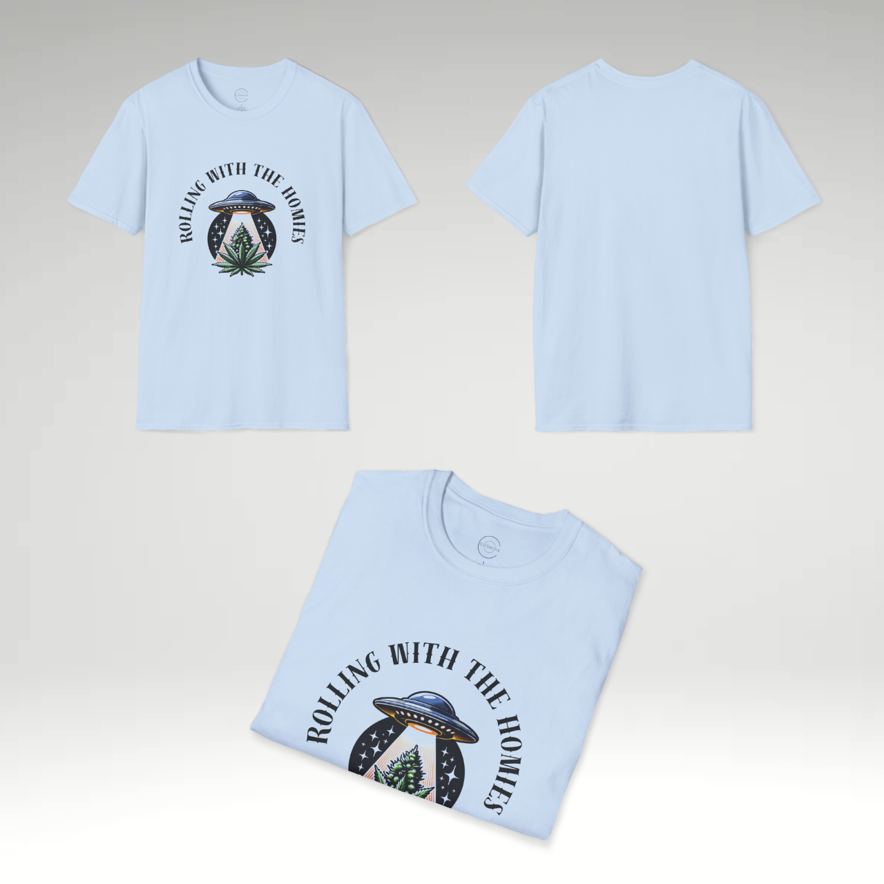 Unisex UFO Graphic Tee - Rolling with the Homies T-Shirt, Funny Alien Shirt, Gift for Friends, Casual Wear, Summer Style product thumbnail image Unisex UFO Graphic Tee - Rolling with the Homies T-Shirt, Funny Alien Shirt, Gift for Friends, Casual Wear, Summer Style product thumbnail image