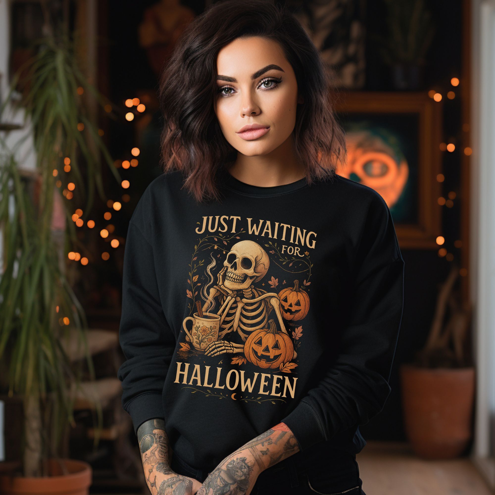 Waiting for Halloween Skeleton Sweatshirt