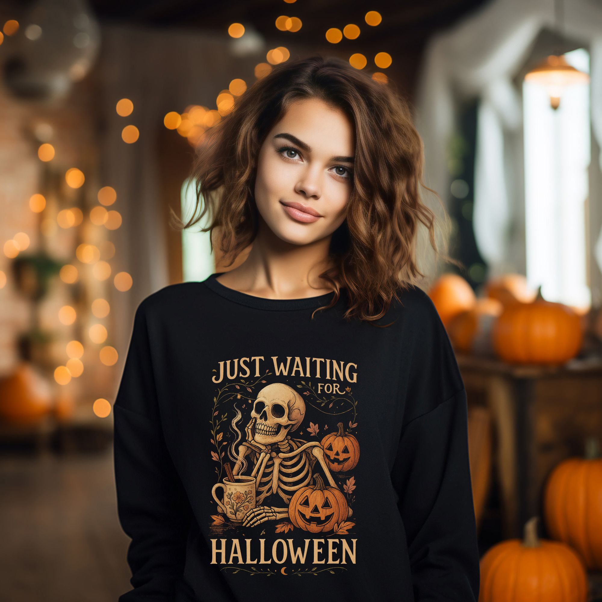 Waiting for Halloween Skeleton Sweatshirt product thumbnail image