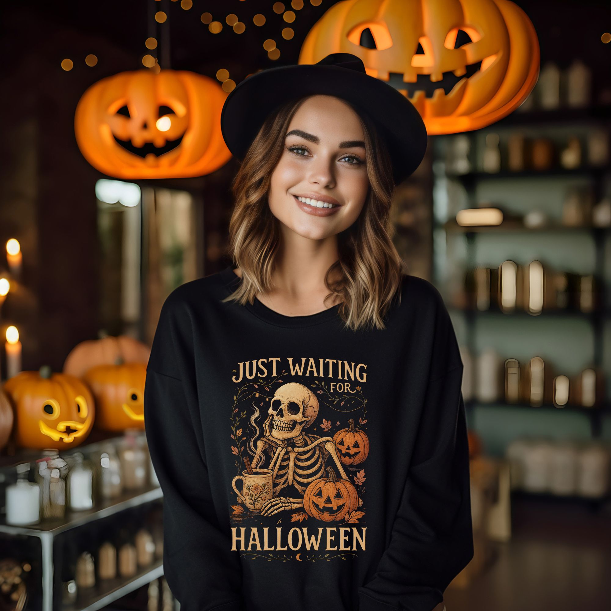Waiting for Halloween Skeleton Sweatshirt product thumbnail image