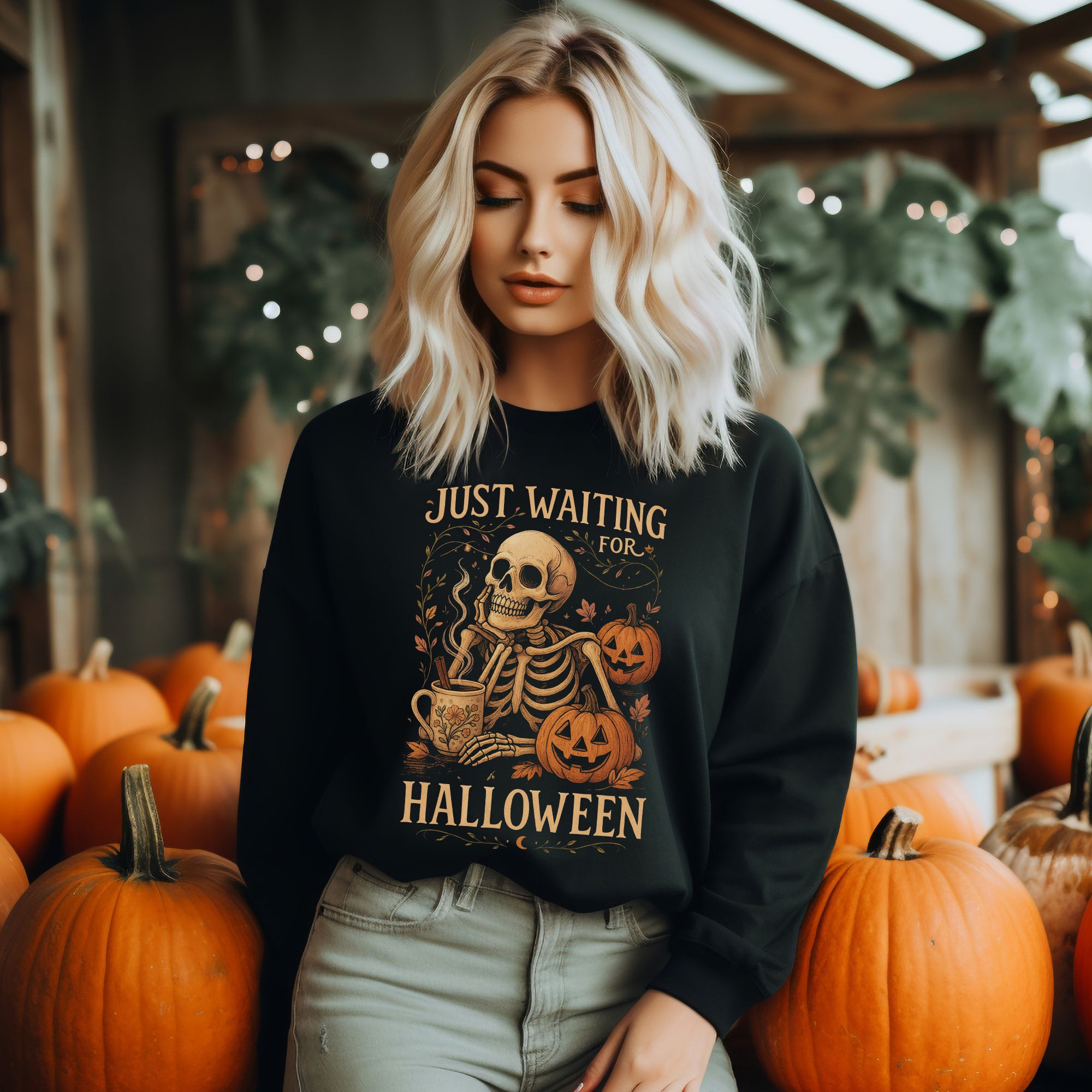 Waiting for Halloween Skeleton Sweatshirt product thumbnail image