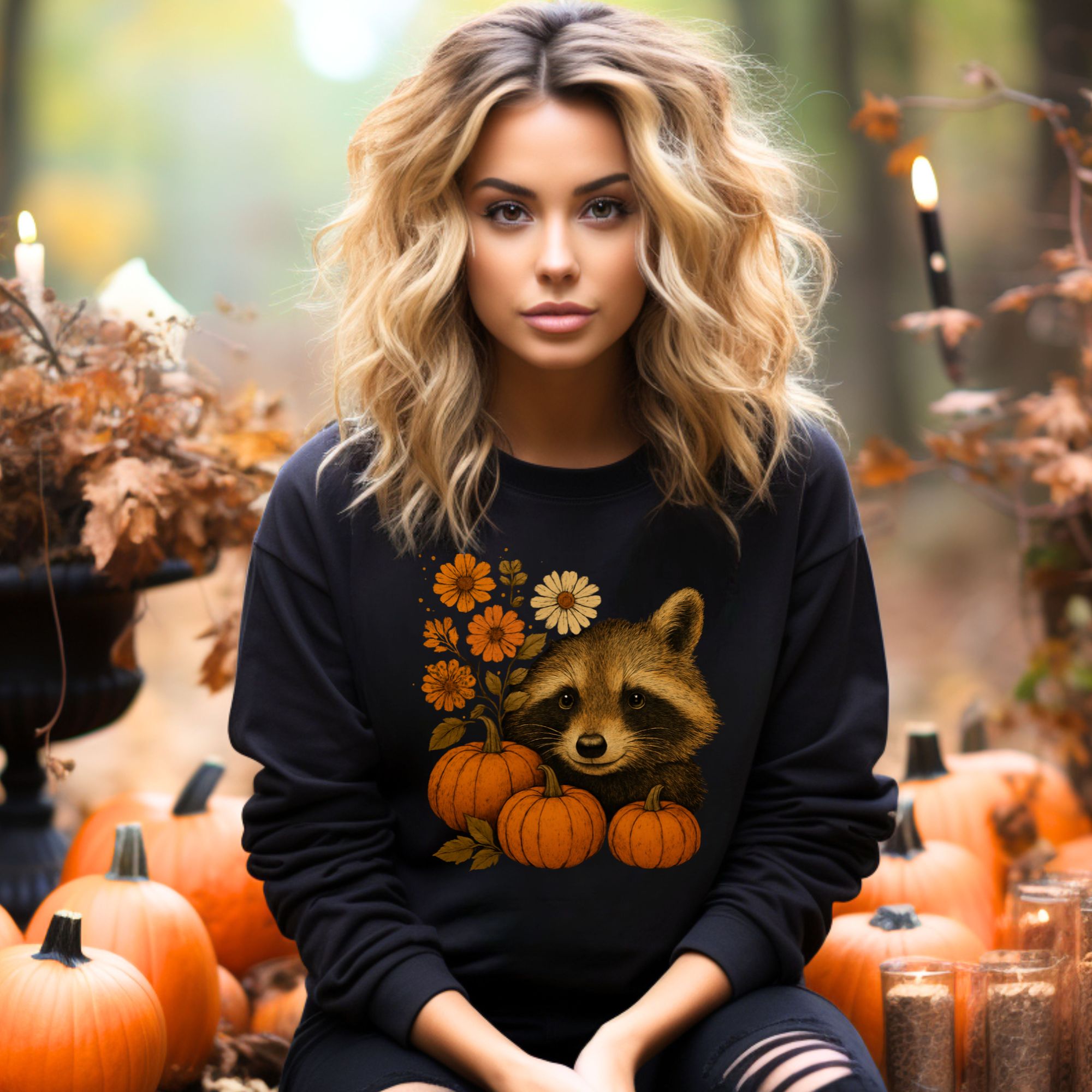 Autumn Raccoon Pumpkin Sweatshirt