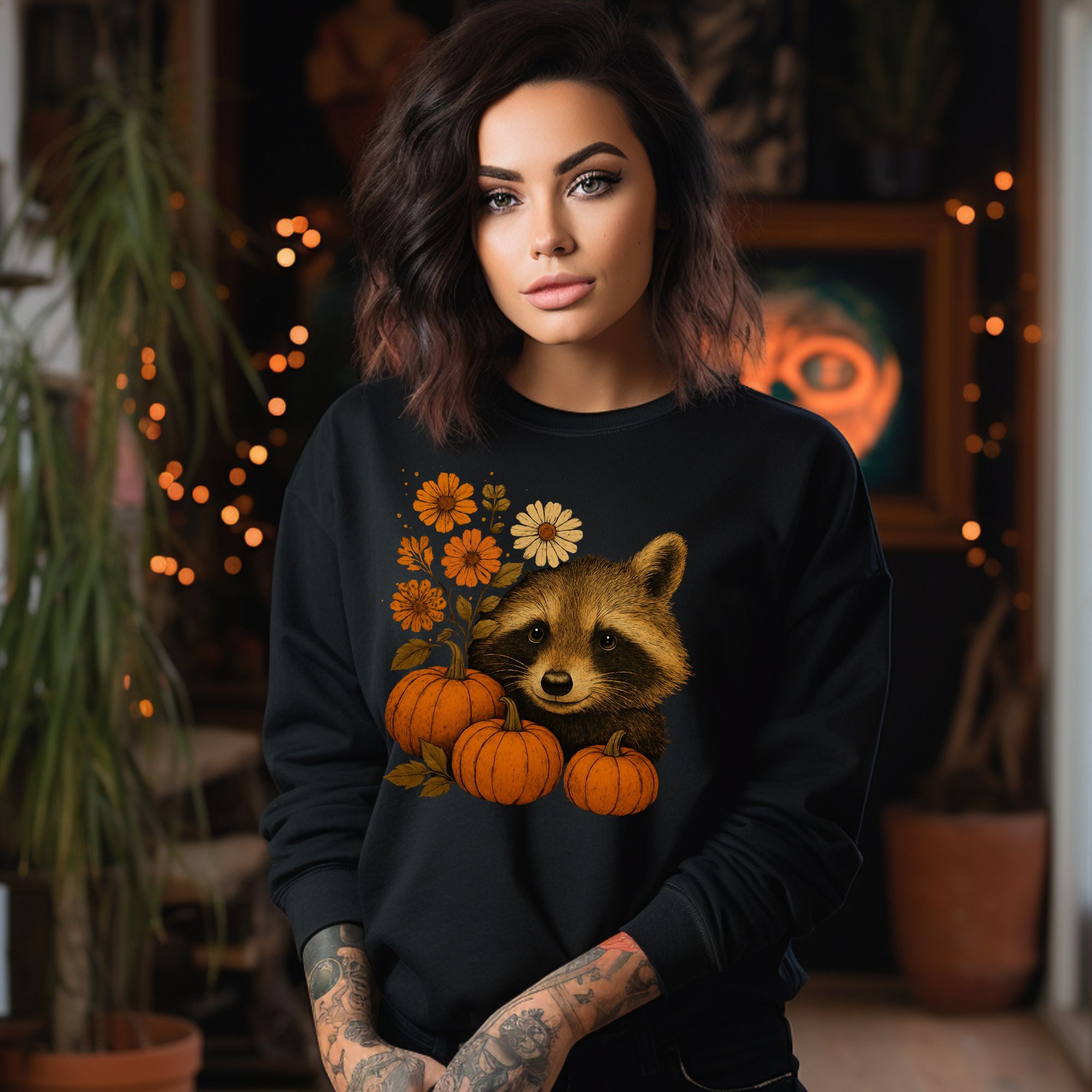 Autumn Raccoon Pumpkin Sweatshirt product thumbnail image