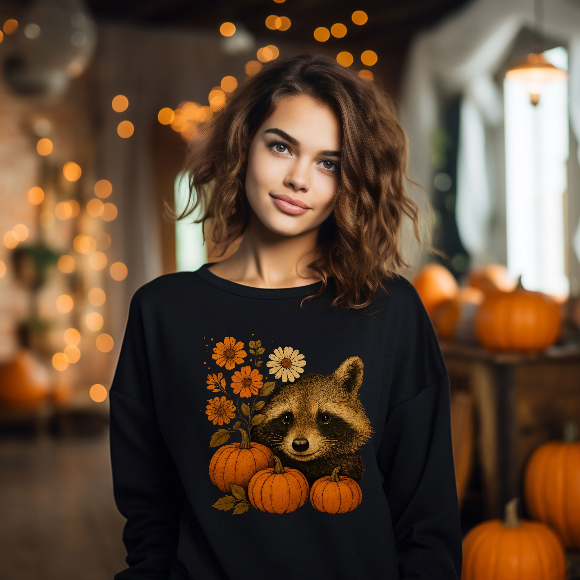 Autumn Raccoon Pumpkin Sweatshirt product thumbnail image