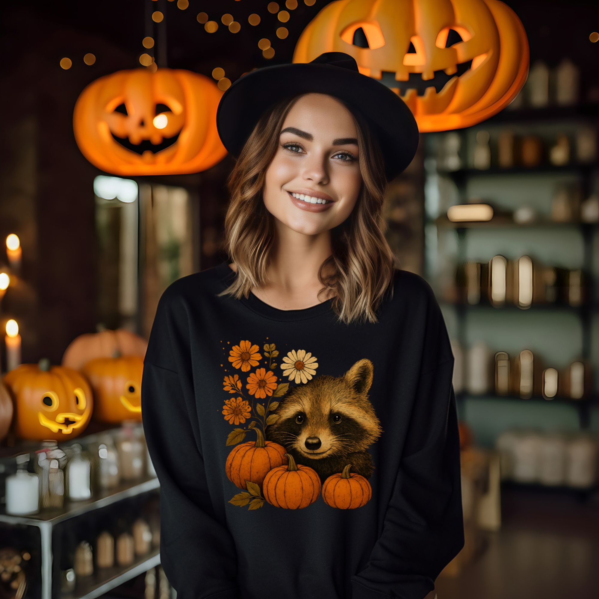 Autumn Raccoon Pumpkin Sweatshirt product thumbnail image