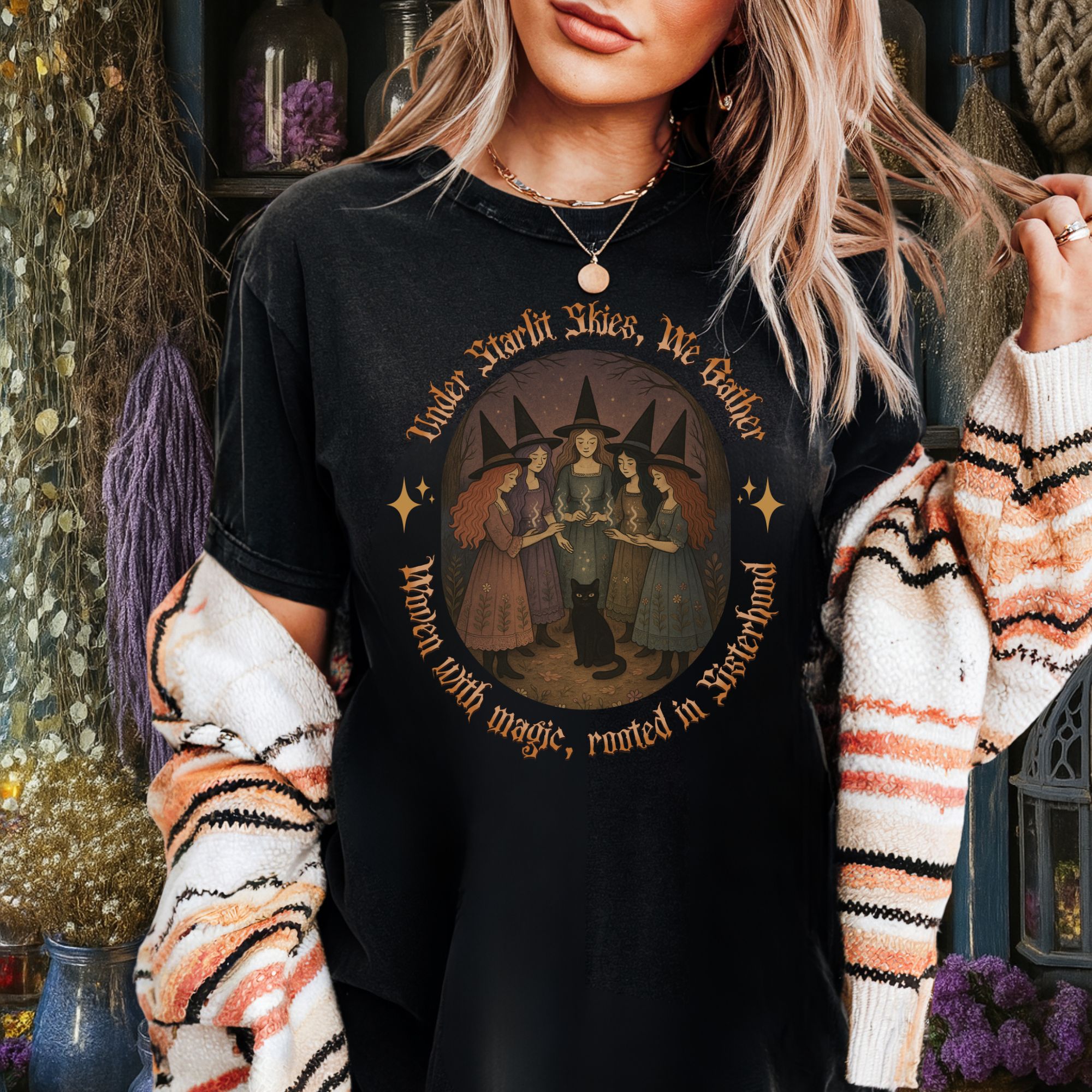 Witchy Sisterhood T-shirt - Unisex product thumbnail image Witchy Sisterhood T-shirt - Unisex product thumbnail image