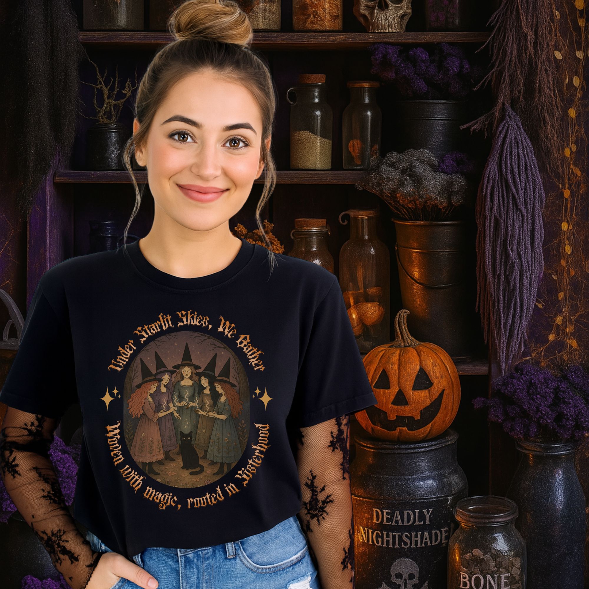 Witchy Sisterhood T-shirt - Unisex product thumbnail image Witchy Sisterhood T-shirt - Unisex product thumbnail image