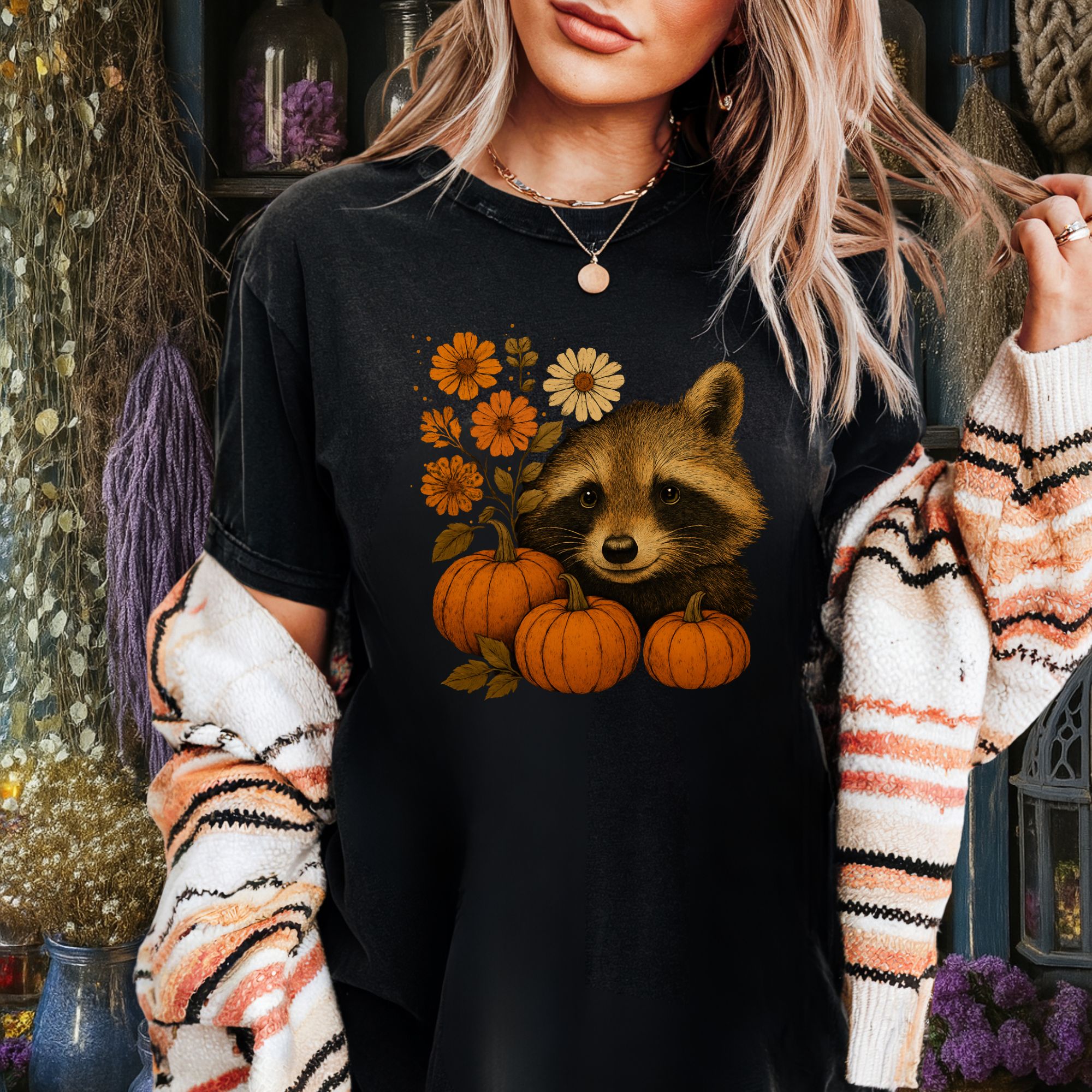 Autumn Raccoon Pumpkin T-shirt product thumbnail image